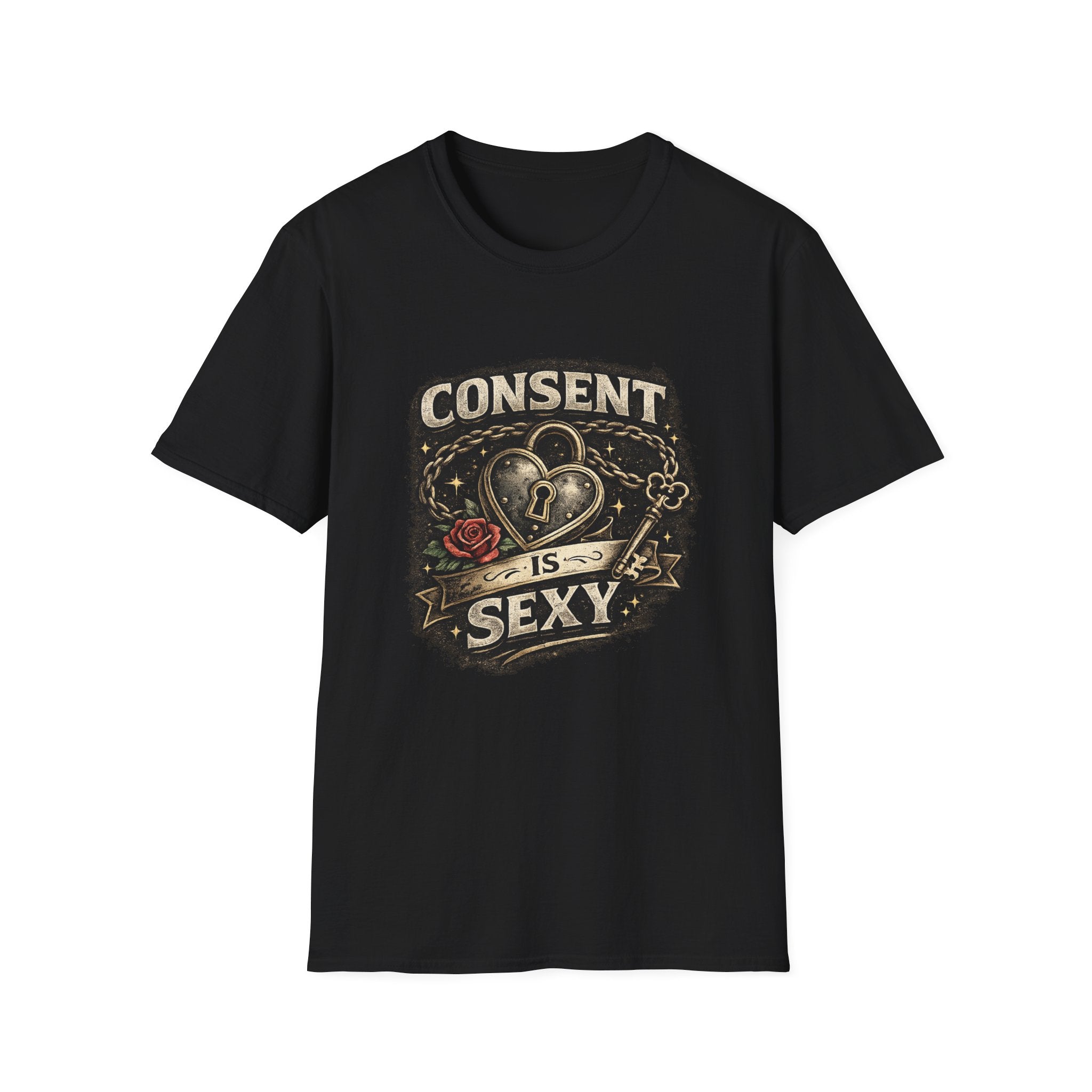 Consent Is Sexy T-Shirt — Retro Heart Lock Design
