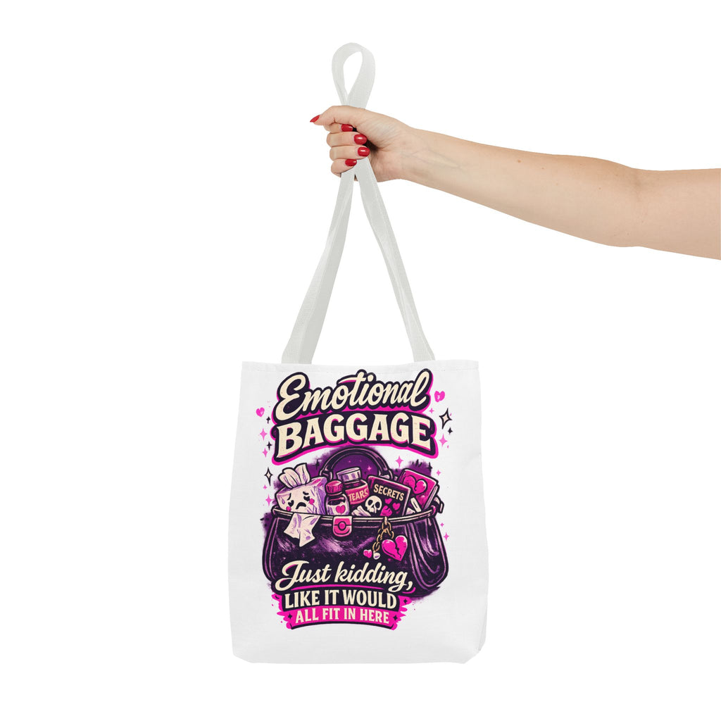 Emotional Baggage Tote Bag — Funny Illustrated All-Over-Print Shopping Tote