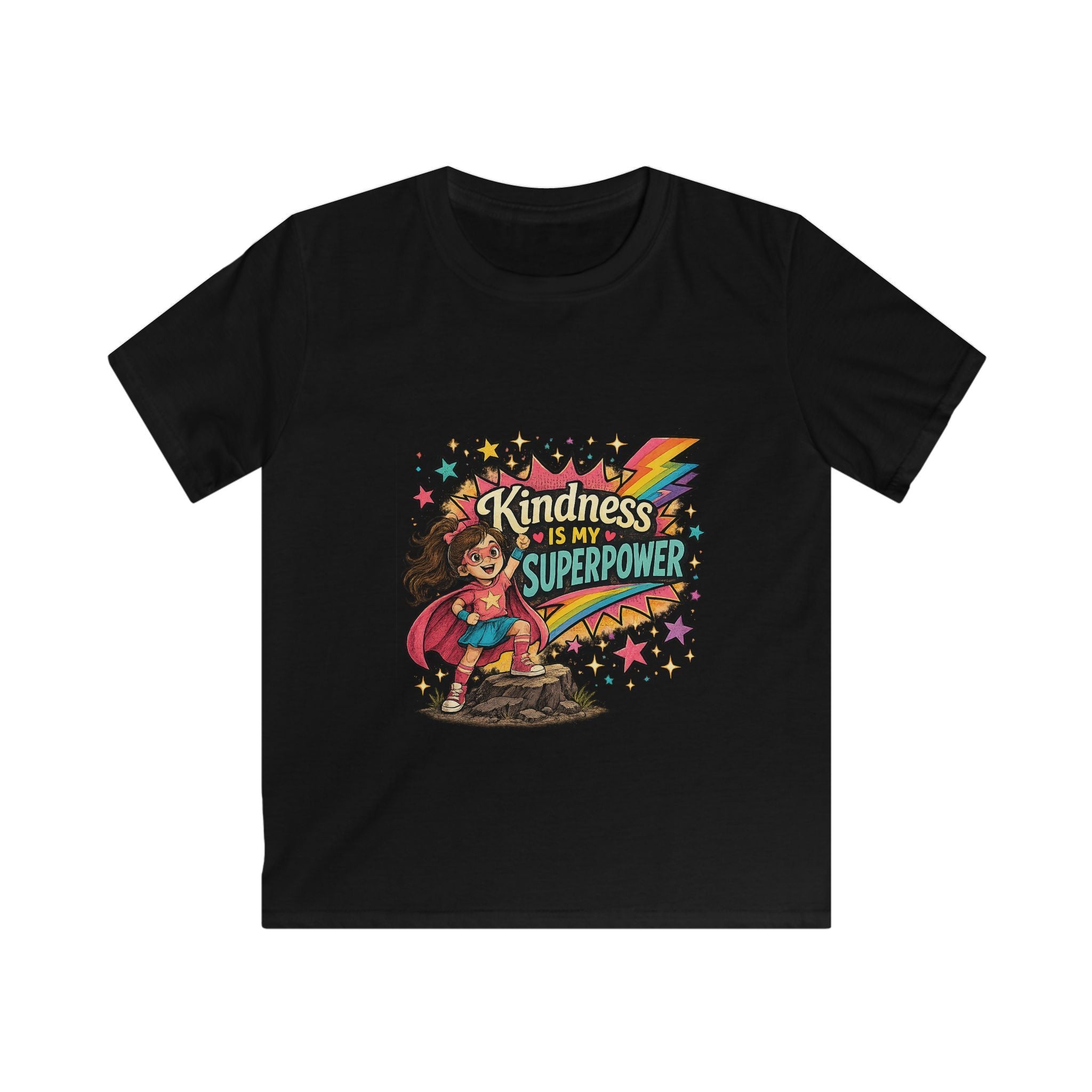 Kindness Is My Superpower Superhero Graphic Kids Tee- Super Girl