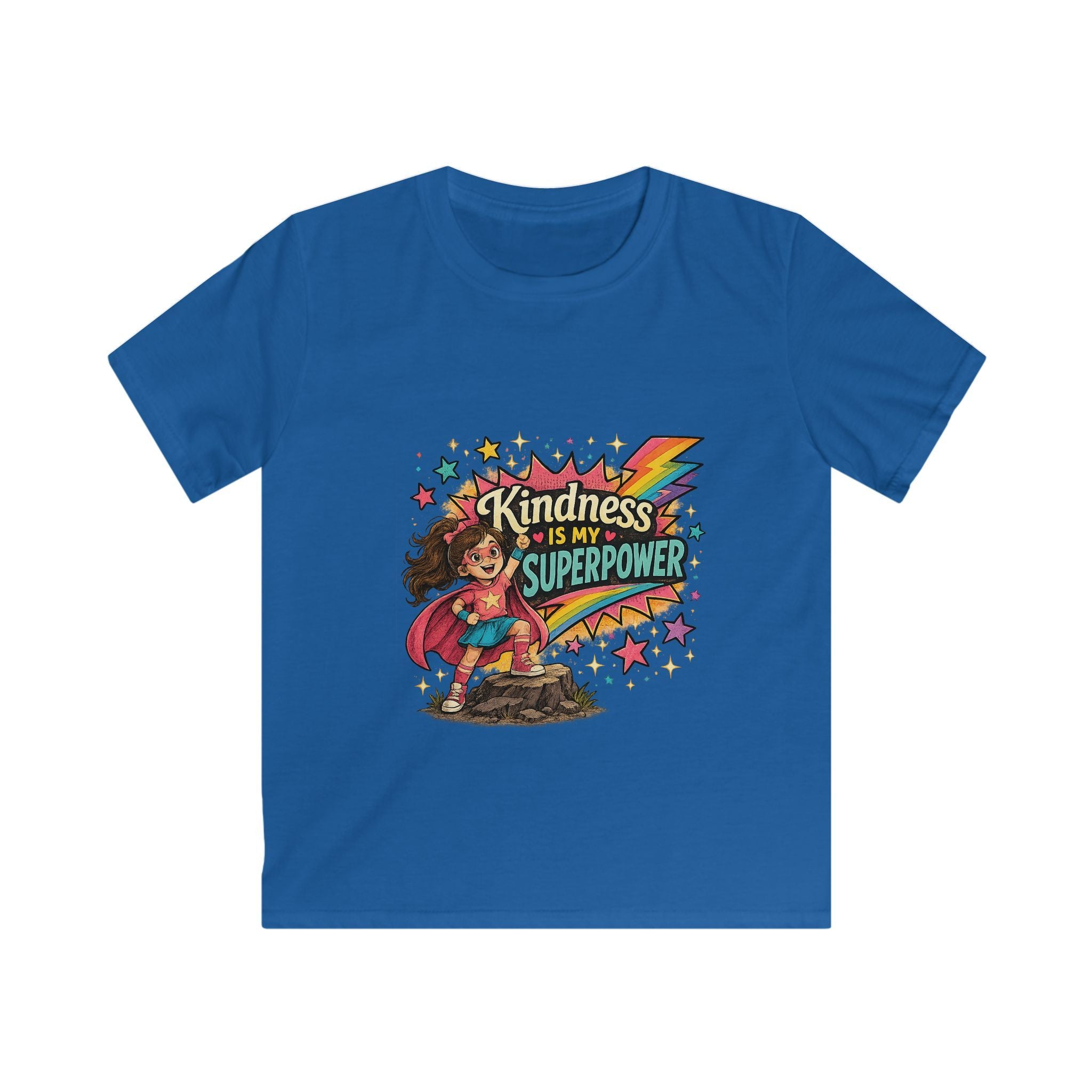 Kindness Is My Superpower Superhero Graphic Kids Tee- Super Girl