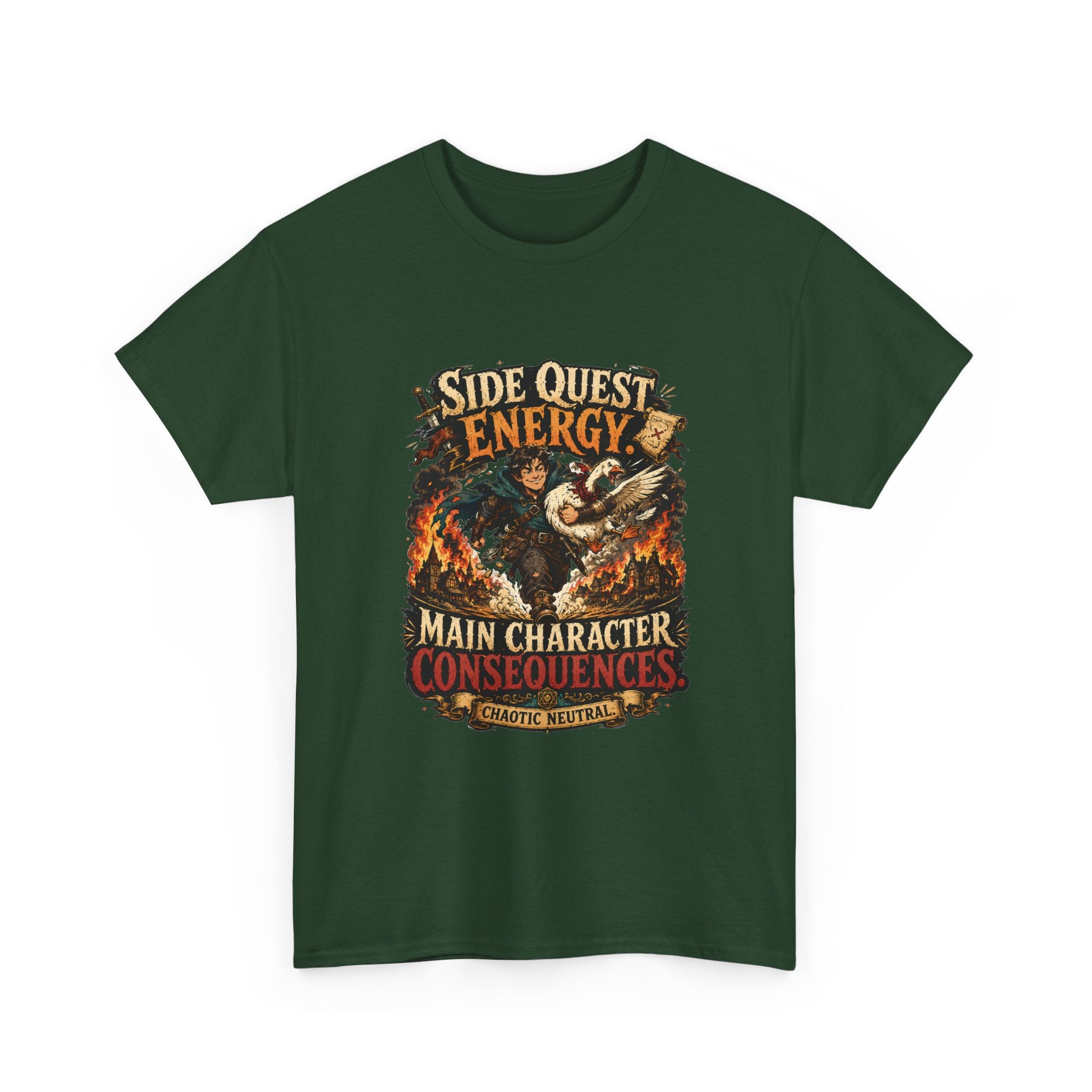 Side Quest Energy T-Shirt — "Main Character, Consequences" Retro RPG Graphic Tee