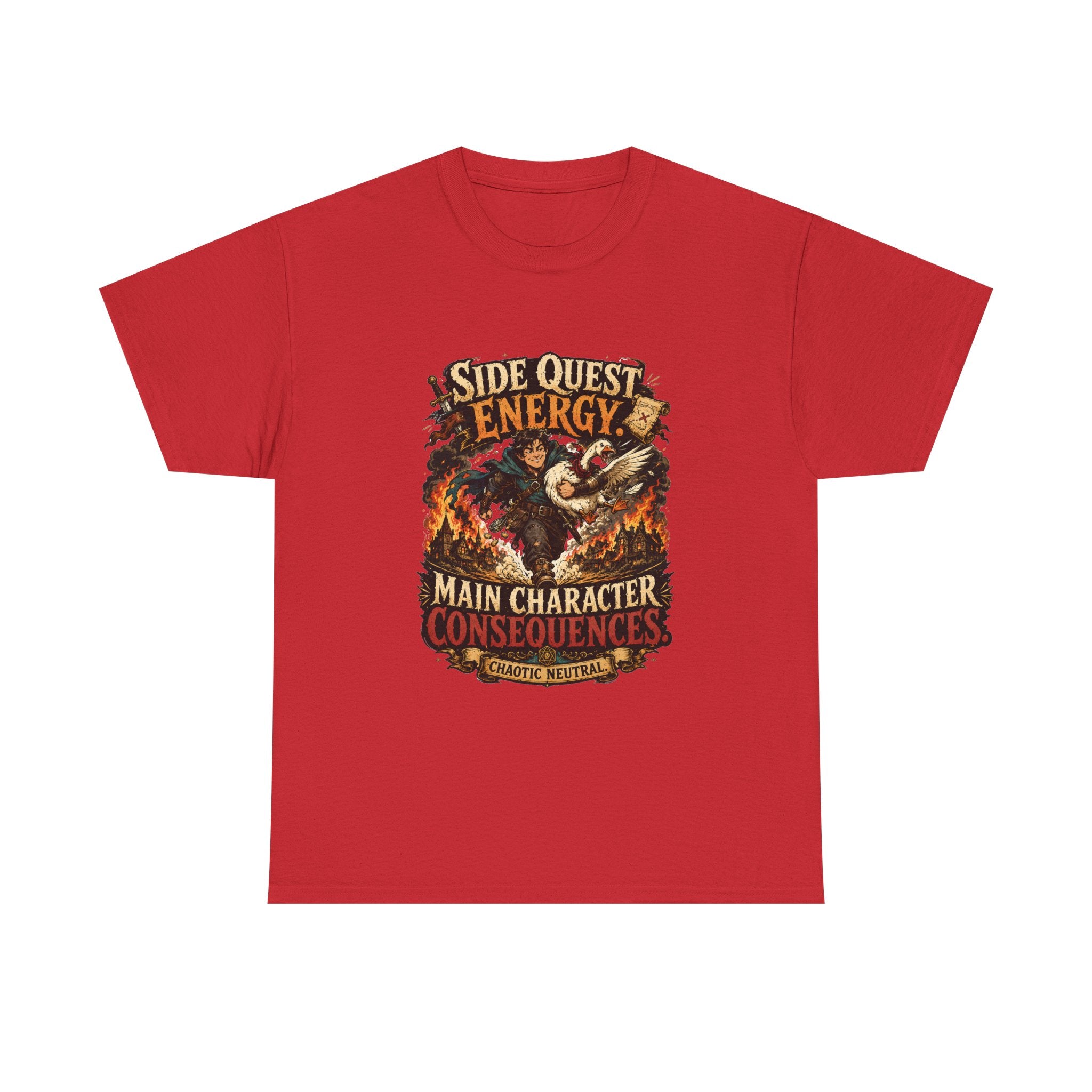 Side Quest Energy T-Shirt — "Main Character, Consequences" Retro RPG Graphic Tee