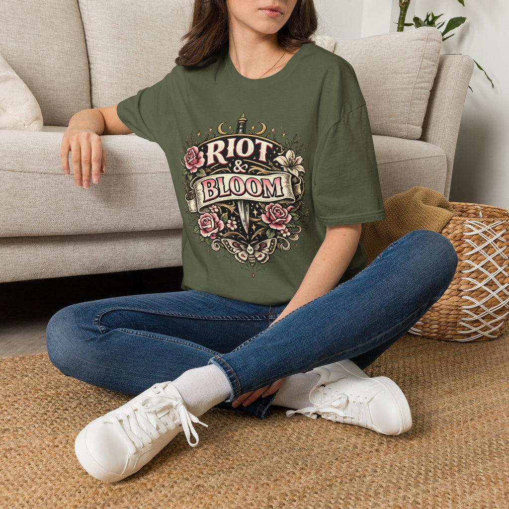 Riot & Bloom Graphic Tee | Feminist Wildflower T-Shirt | Botanical Protest Shirt