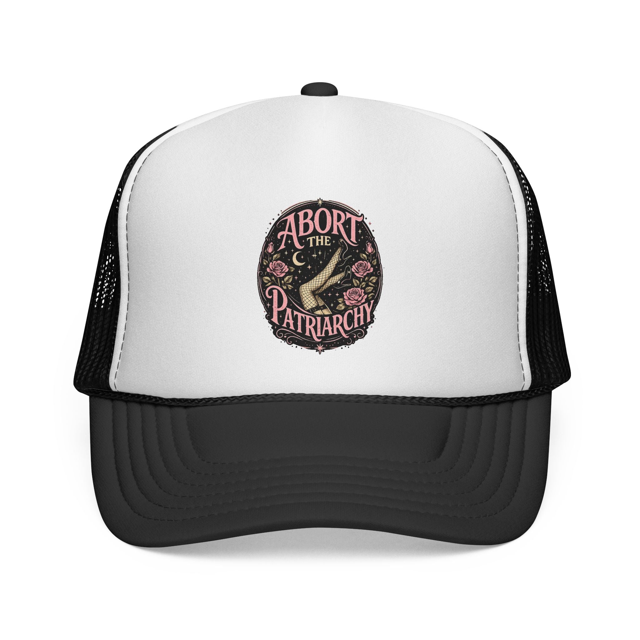 Trucker Cap — “Abort the Patriarchy” Floral Patch Mesh Hat