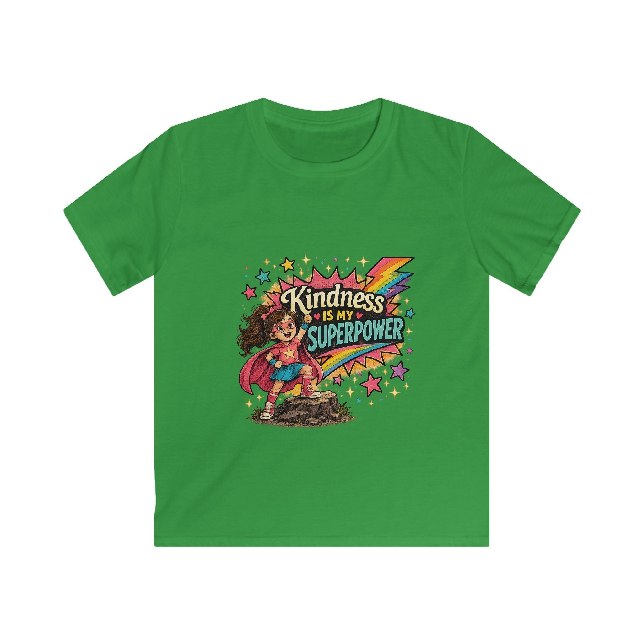 Kindness Is My Superpower Superhero Graphic Kids Tee- Super Girl