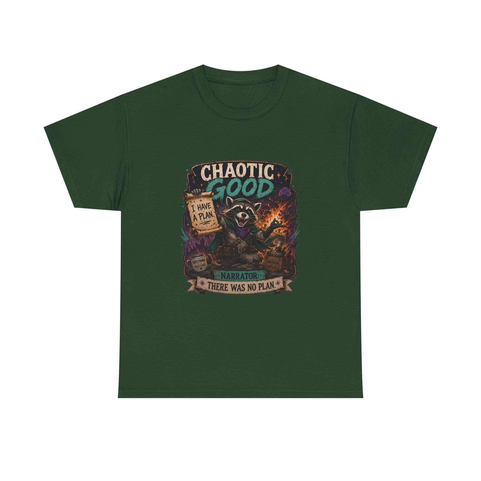 Chaotic Good Druid T‑Shirt — 'There Was No Plan' Fantasy RPG Tee
