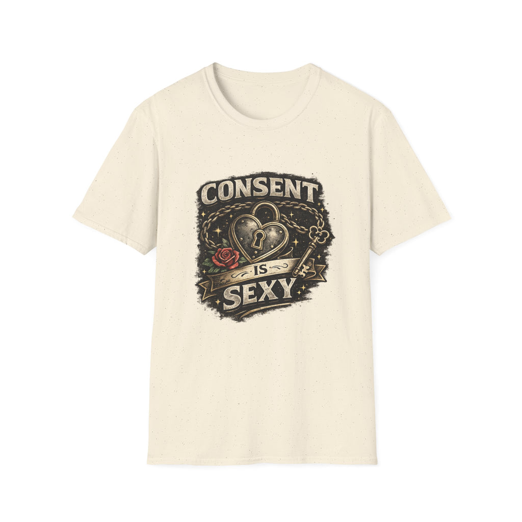 Consent Is Sexy T-Shirt — Retro Heart Lock Design