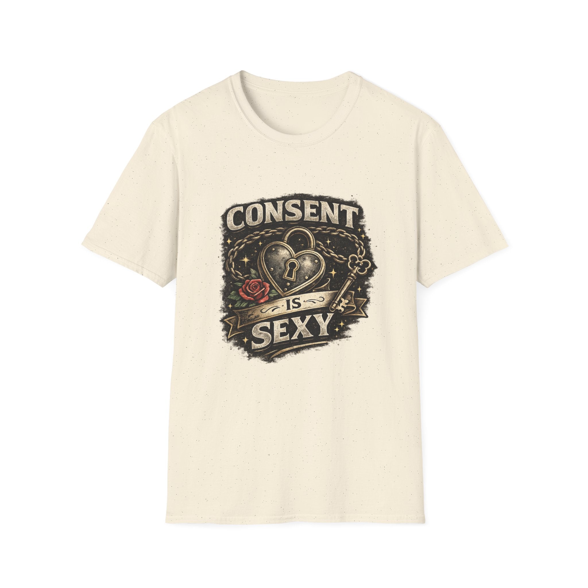 Consent Is Sexy T-Shirt — Retro Heart Lock Design
