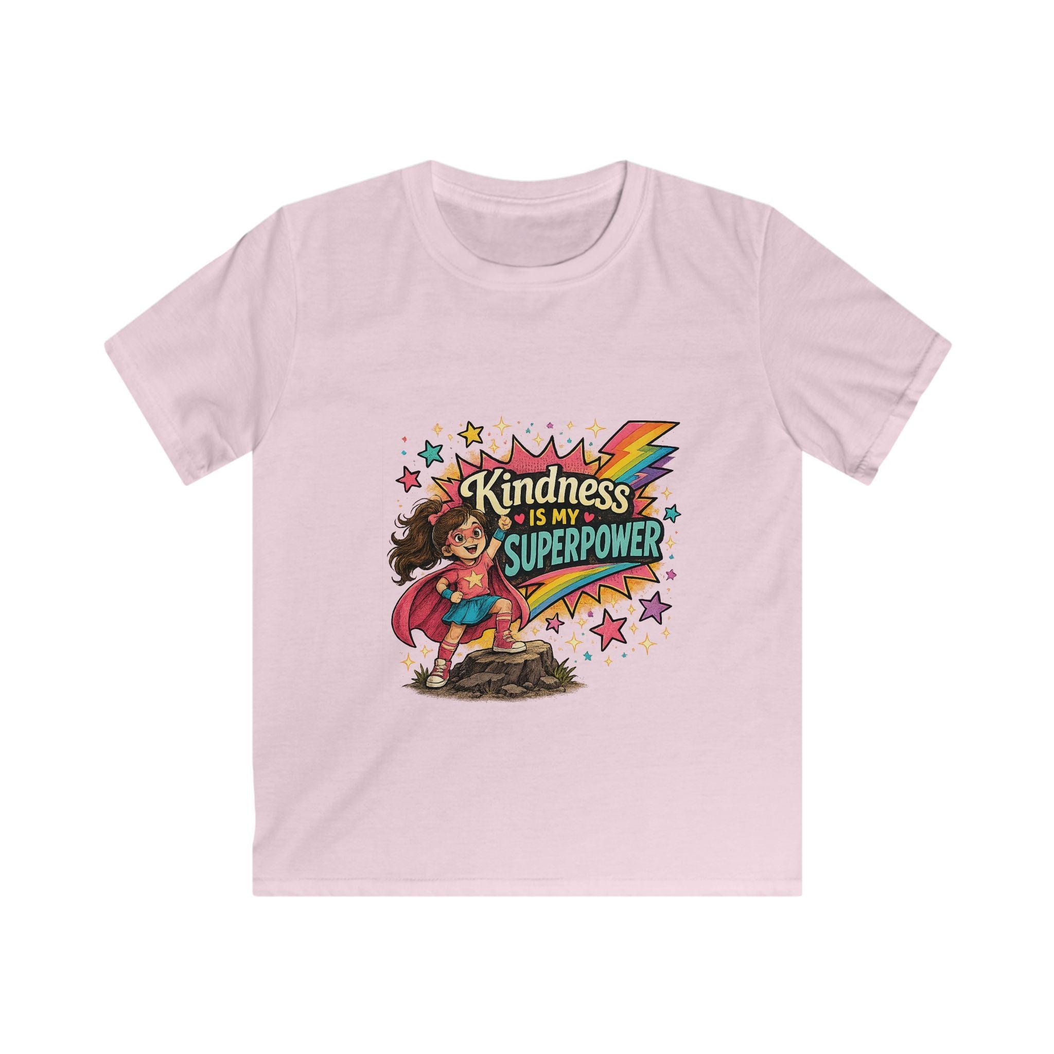 Kindness Is My Superpower Superhero Graphic Kids Tee- Super Girl