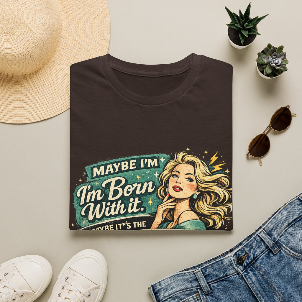 "Maybe I'm Born With It" Graphic Tee ADHD Retro Pinup T-Shirt