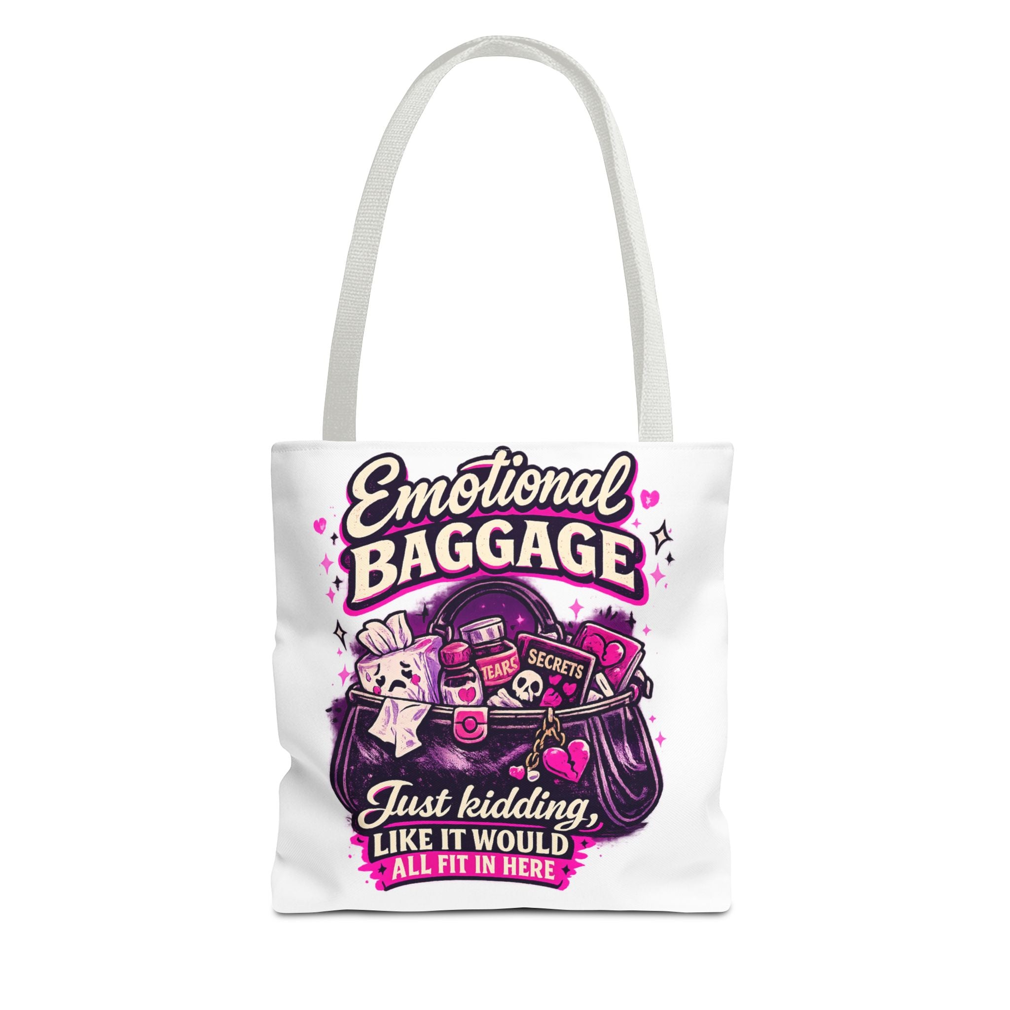 Emotional Baggage Tote Bag — Funny Illustrated All-Over-Print Shopping Tote