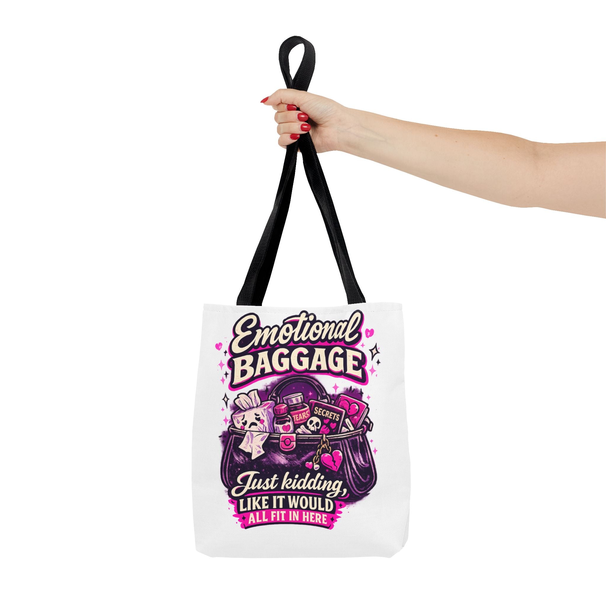 Emotional Baggage Tote Bag — Funny Illustrated All-Over-Print Shopping Tote