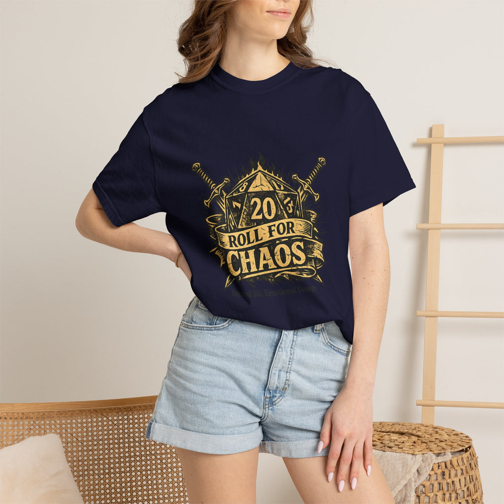 Roll for Chaos | D20 Gamer T-Shirt | Funny D&D Shirt | Tabletop RPG Tee | Natural 20 Emotional Damage | Gift for Dungeon Masters & Players