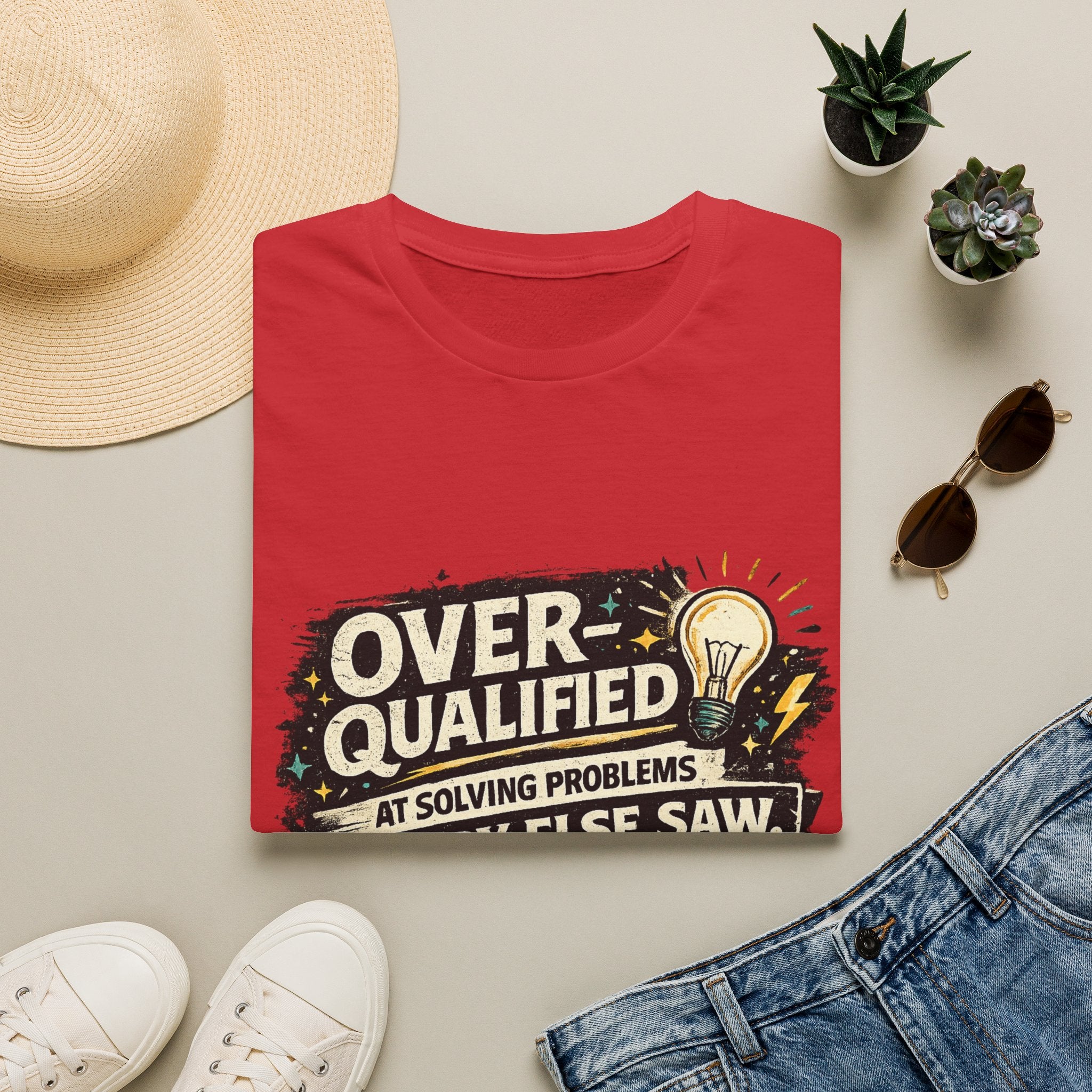"Overqualified at Solving Problems Nobody Else Saw" Graphic Tee T-Shirt