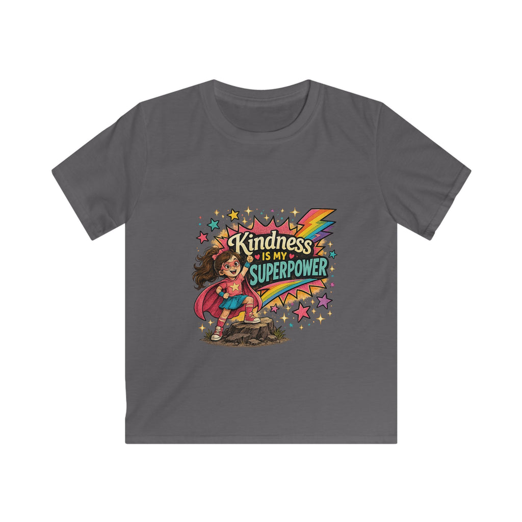 "Kindness Is My Superpower" Superhero Graphic Kids Tee- Super Girl