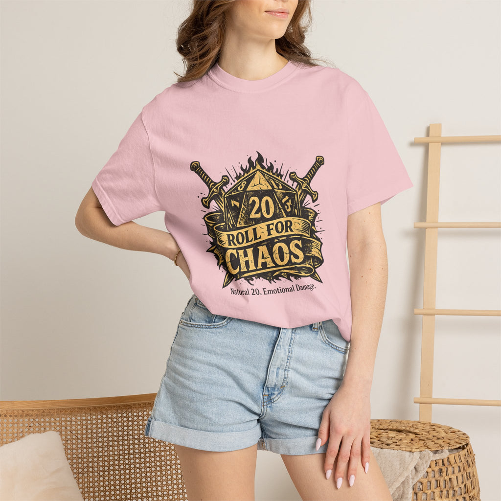 Roll for Chaos | D20 Gamer T-Shirt | Funny D&D Shirt | Tabletop RPG Tee | Natural 20 Emotional Damage | Gift for Dungeon Masters & Players