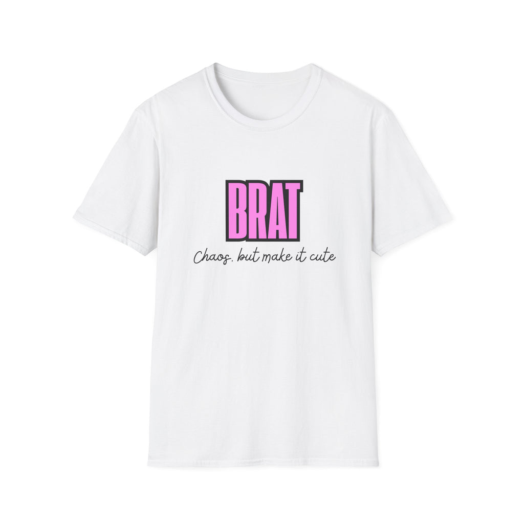 Brat Graphic T-Shirt — "Chaos, but make it cute" Pink Block Design