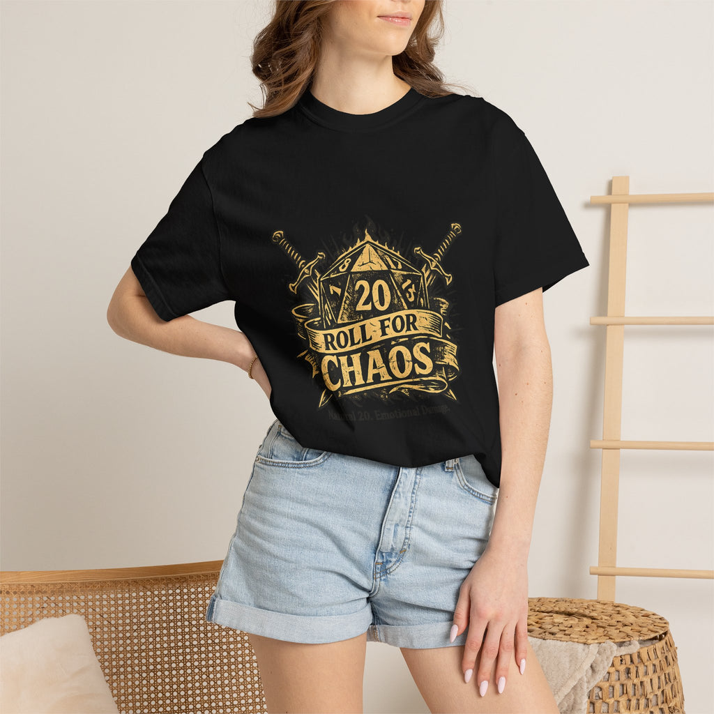Roll for Chaos | D20 Gamer T-Shirt | Funny D&D Shirt | Tabletop RPG Tee | Natural 20 Emotional Damage | Gift for Dungeon Masters & Players