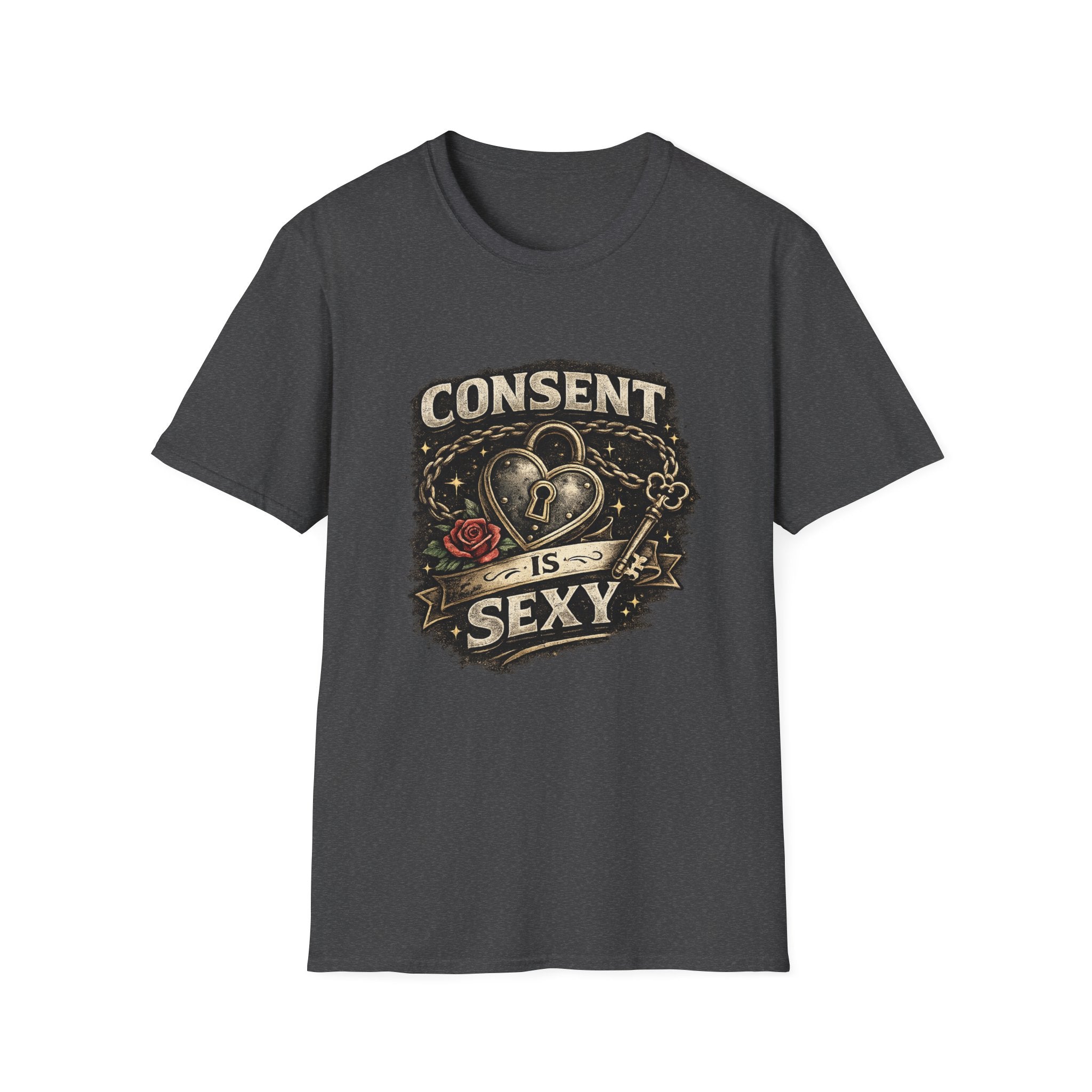 Consent Is Sexy T-Shirt — Retro Heart Lock Design