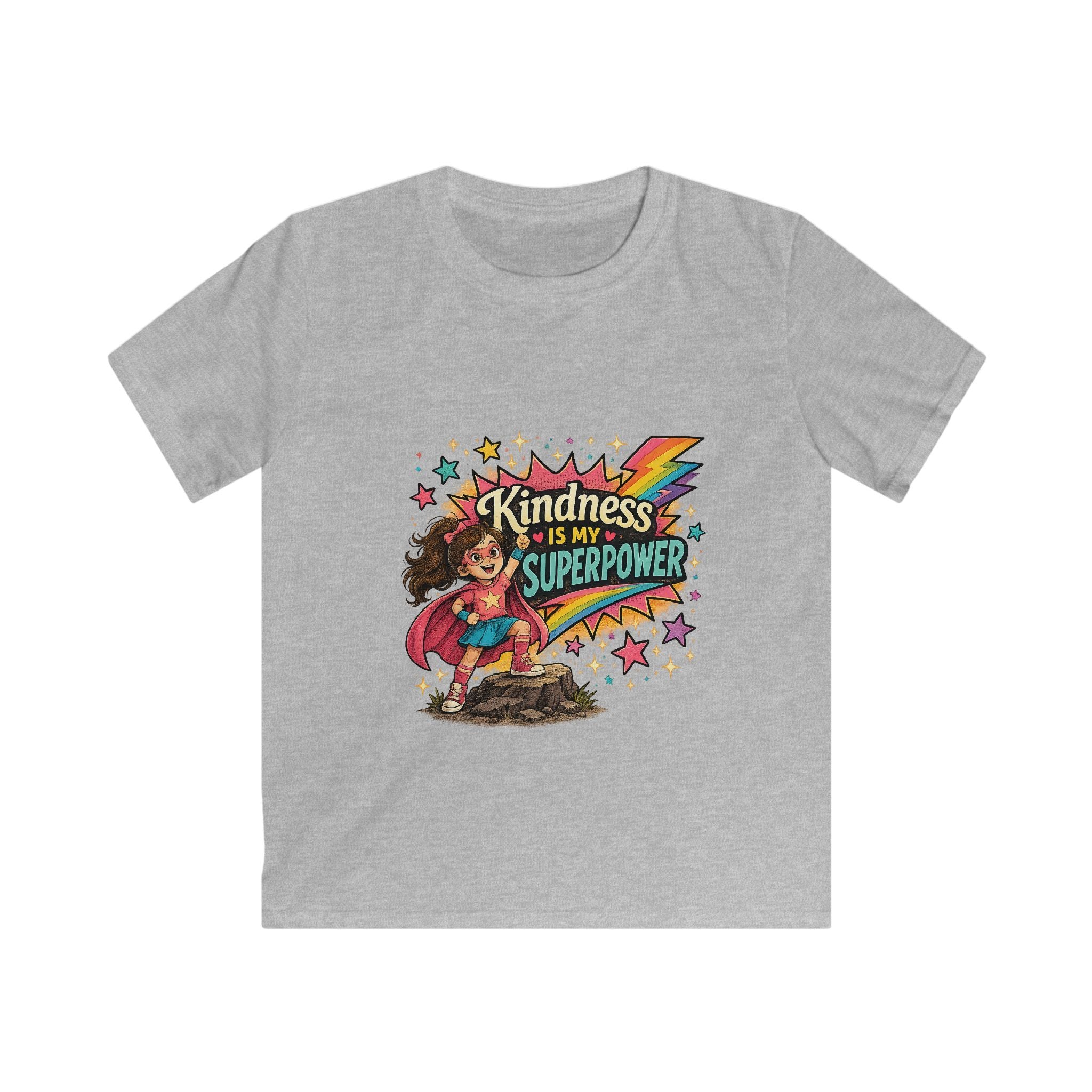 Kindness Is My Superpower Superhero Graphic Kids Tee- Super Girl