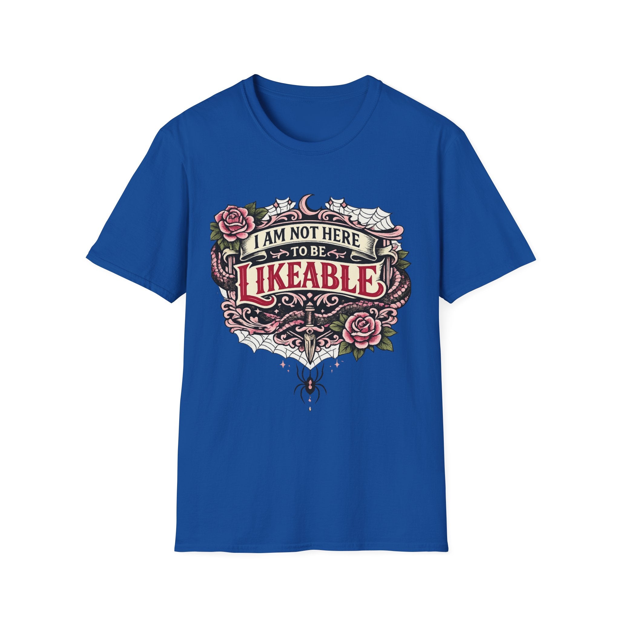 T‑Shirt — “I Am Not Here to Be Likeable” Gothic Rose Graphic Tee