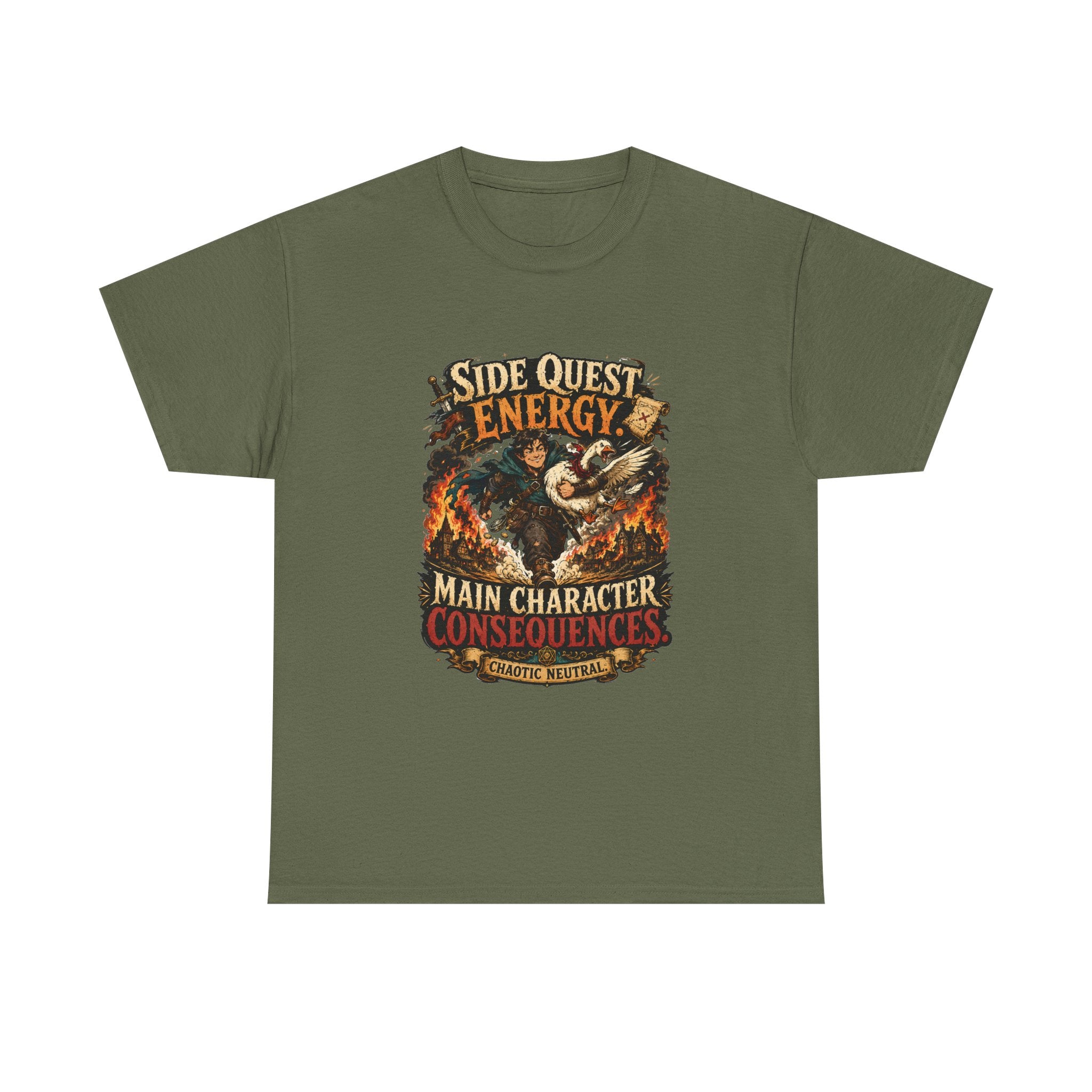 Side Quest Energy T-Shirt — "Main Character, Consequences" Retro RPG Graphic Tee