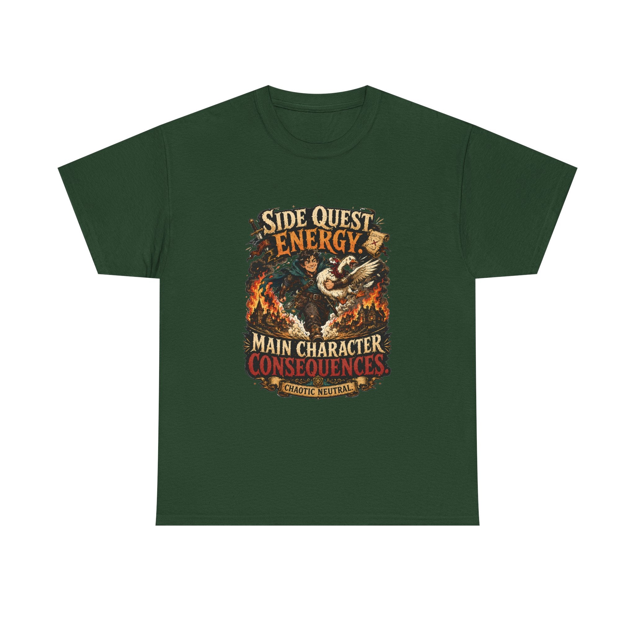Side Quest Energy T-Shirt — "Main Character, Consequences" Retro RPG Graphic Tee