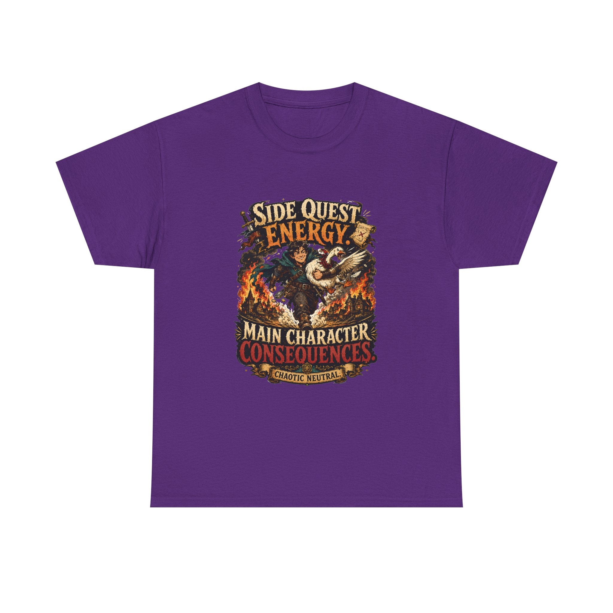 Side Quest Energy T-Shirt — "Main Character, Consequences" Retro RPG Graphic Tee