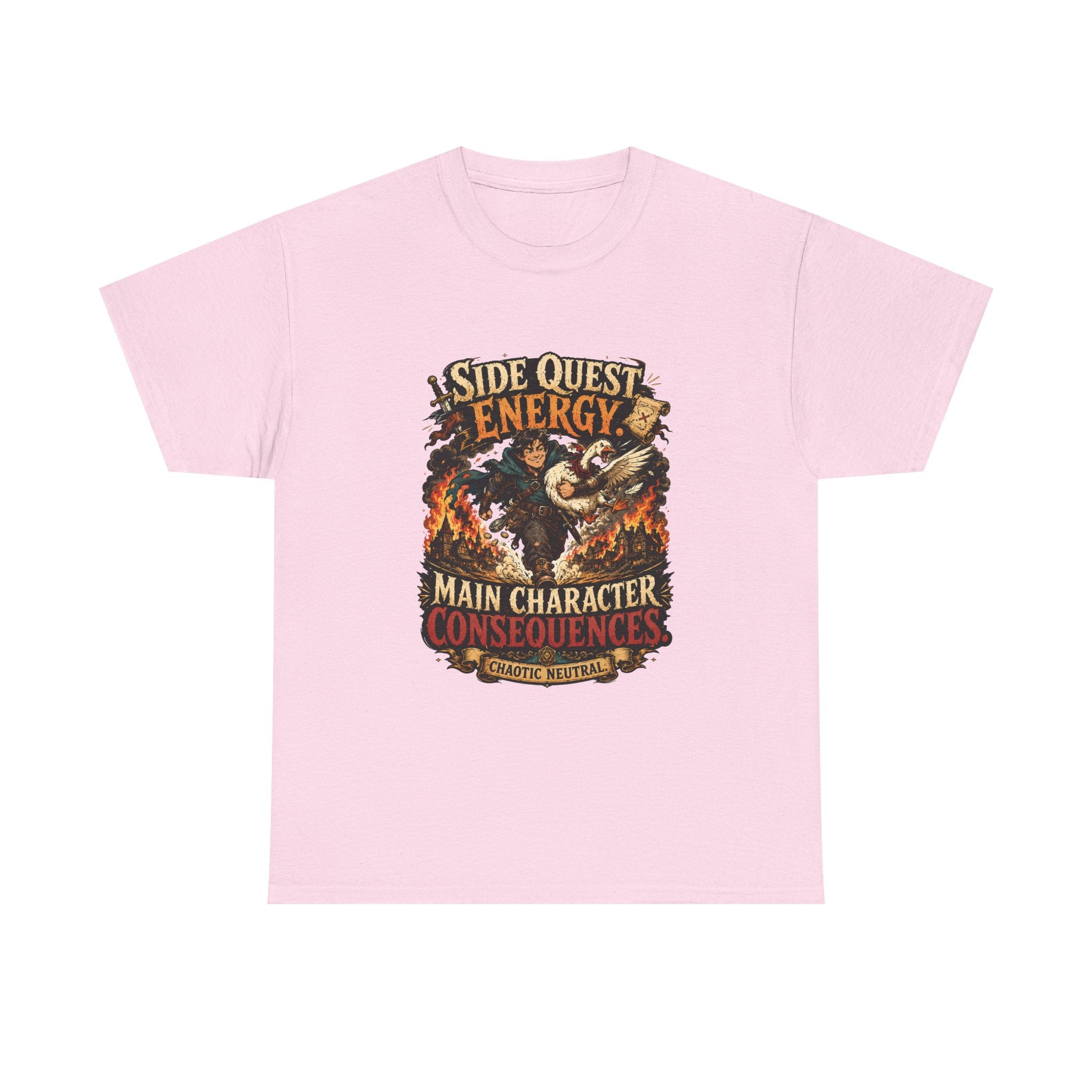 Side Quest Energy T-Shirt — "Main Character, Consequences" Retro RPG Graphic Tee