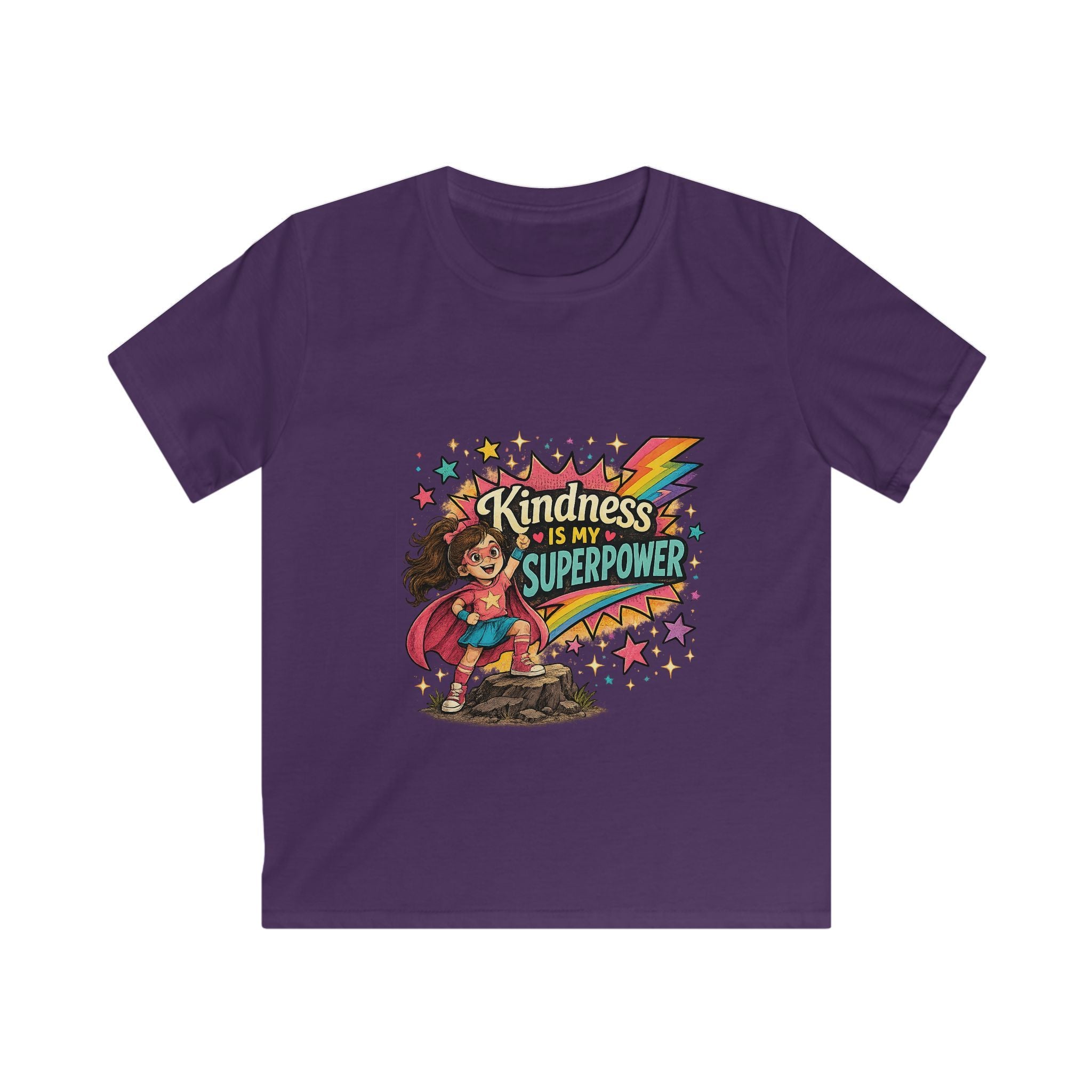 Kindness Is My Superpower Superhero Graphic Kids Tee- Super Girl