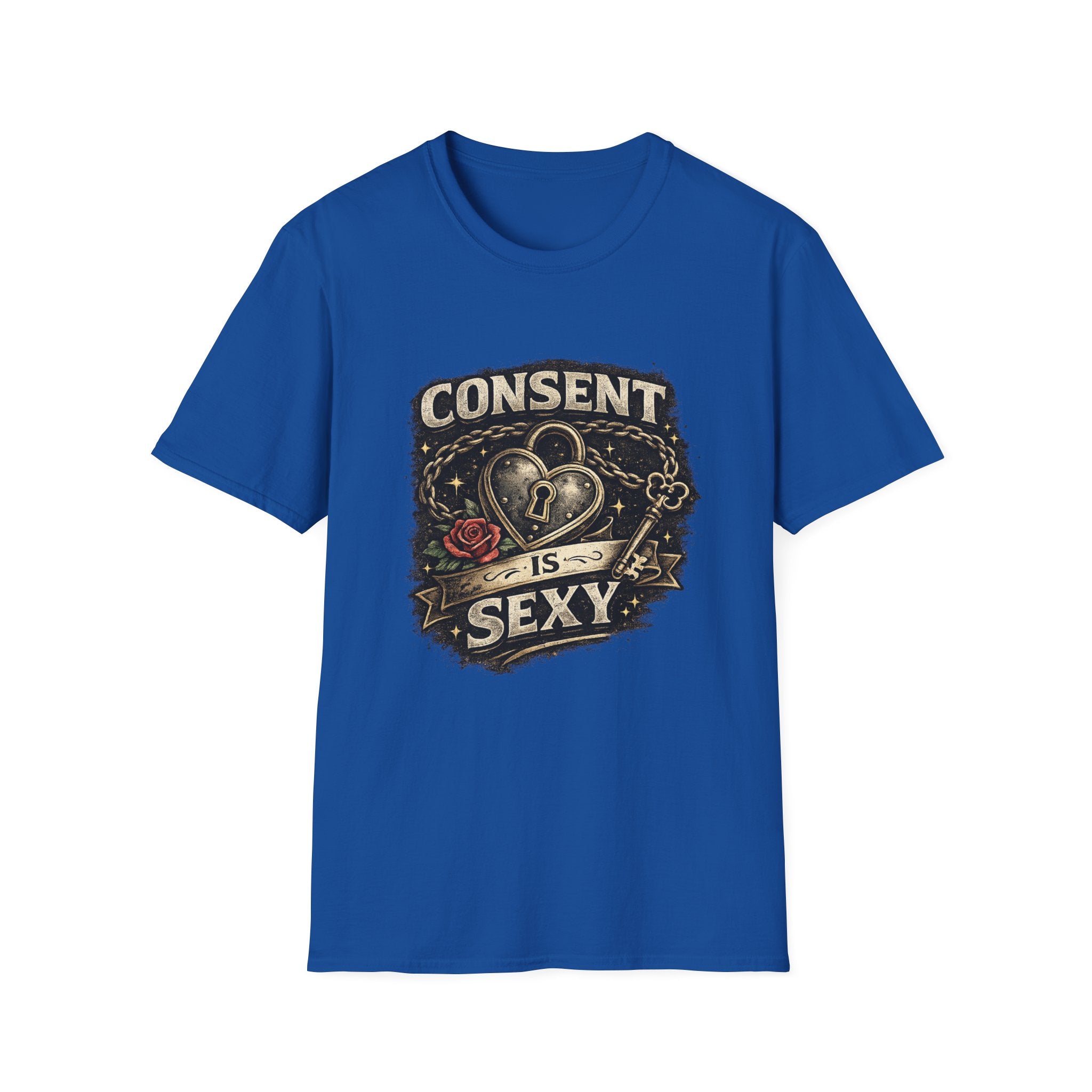 Consent Is Sexy T-Shirt — Retro Heart Lock Design