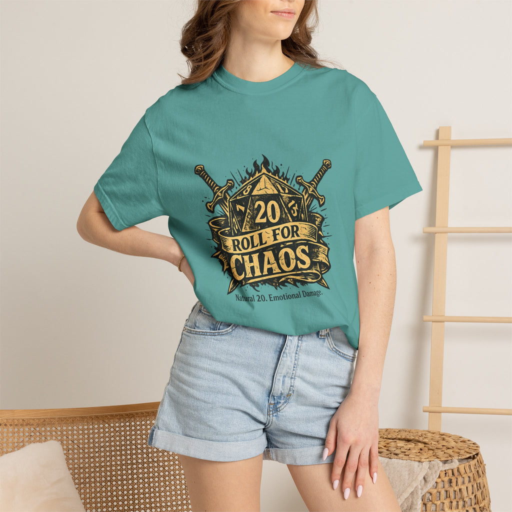 Roll for Chaos | D20 Gamer T-Shirt | Funny D&D Shirt | Tabletop RPG Tee | Natural 20 Emotional Damage | Gift for Dungeon Masters & Players