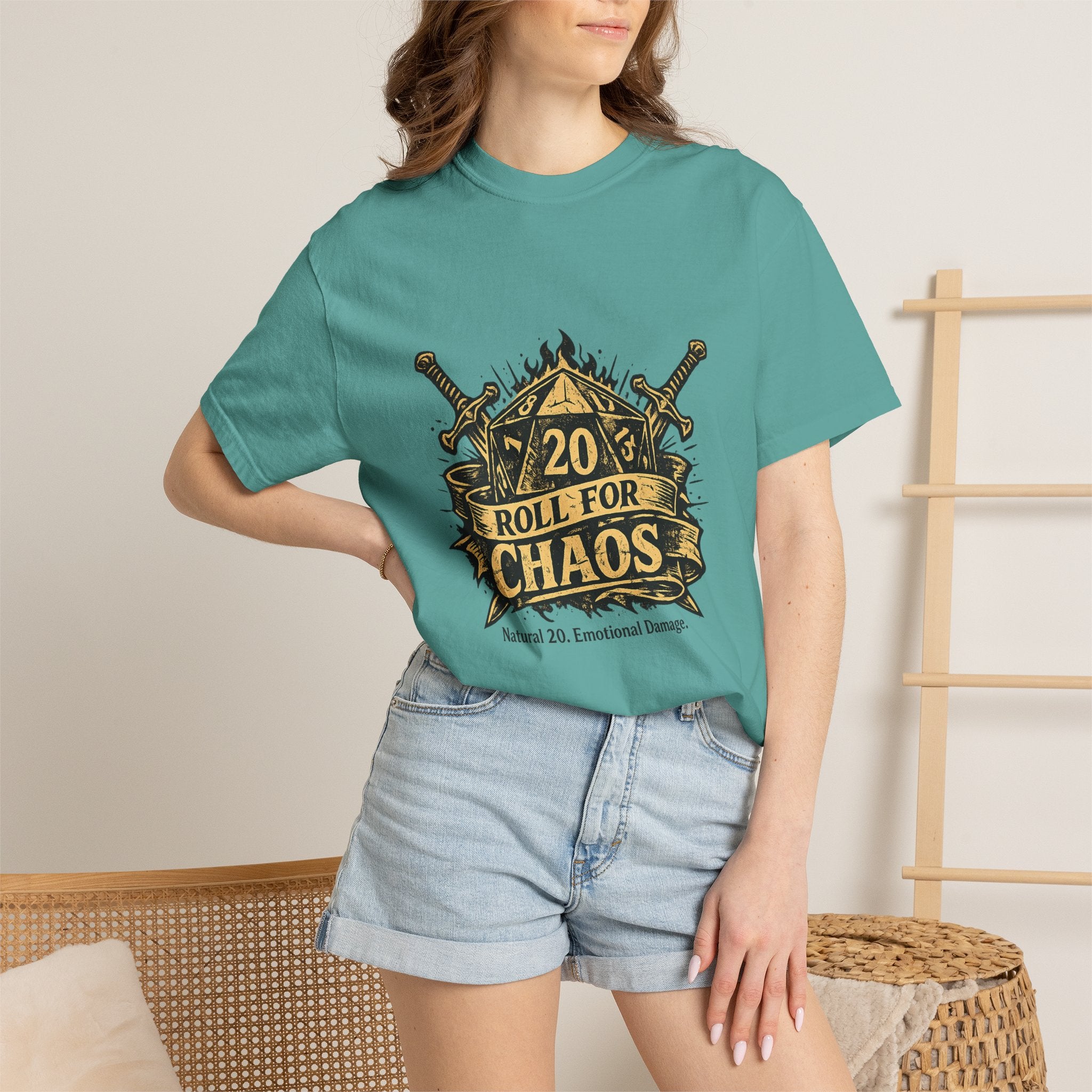 Roll for Chaos | D20 Gamer T-Shirt | Funny D&D Shirt | Tabletop RPG Tee | Natural 20 Emotional Damage | Gift for Dungeon Masters & Players