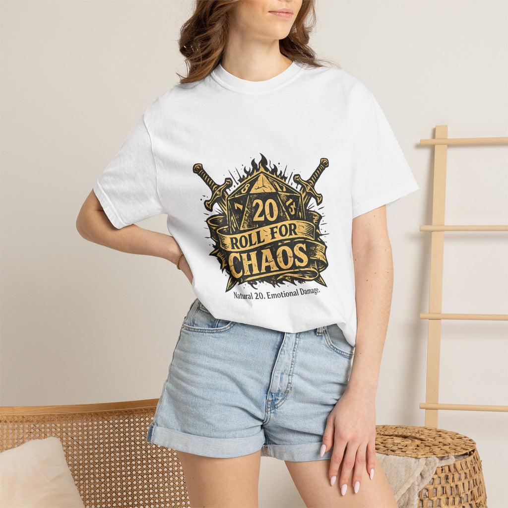 Roll for Chaos | D20 Gamer T-Shirt | Funny D&D Shirt | Tabletop RPG Tee | Natural 20 Emotional Damage | Gift for Dungeon Masters & Players