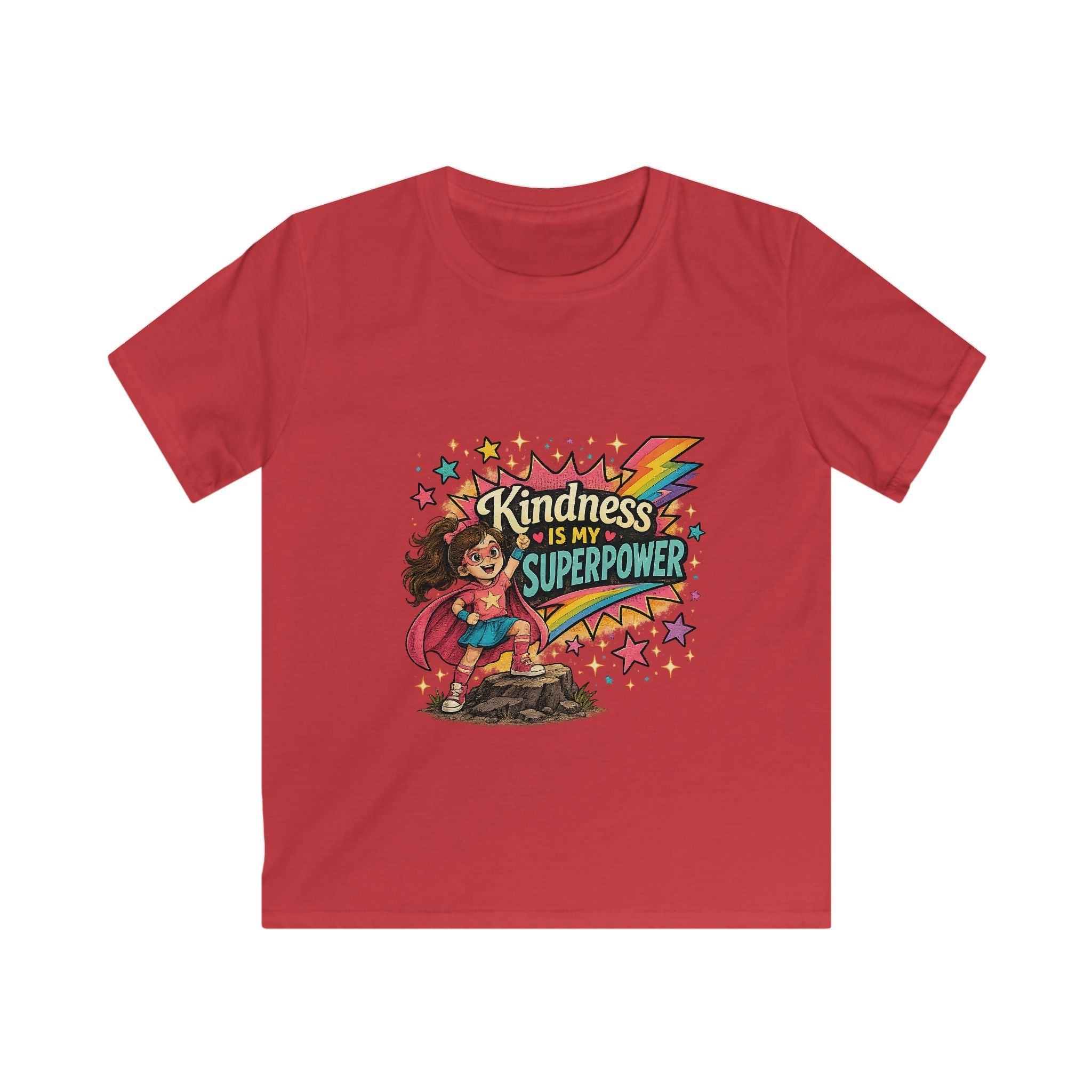 Kindness Is My Superpower Superhero Graphic Kids Tee- Super Girl