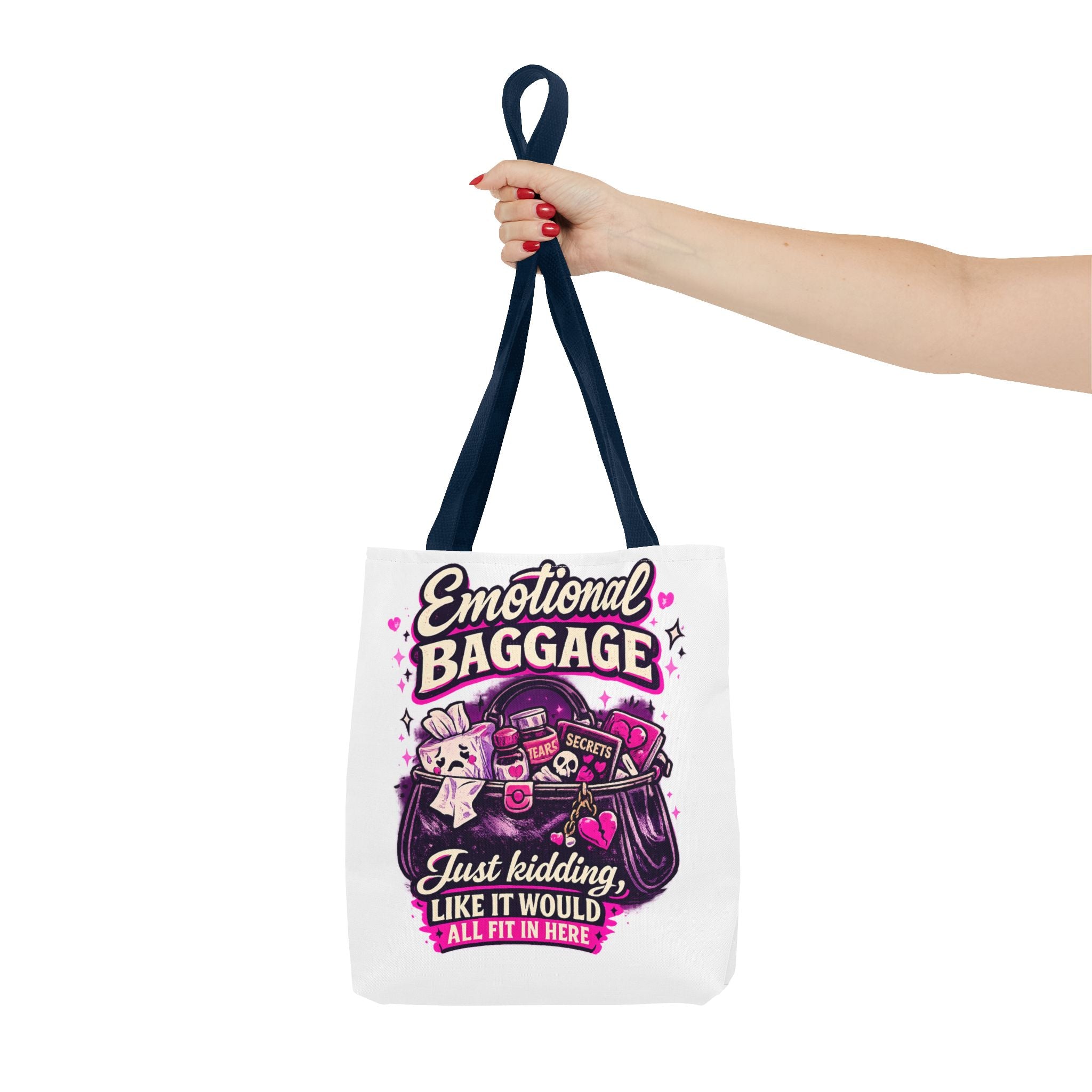 Emotional Baggage Tote Bag — Funny Illustrated All-Over-Print Shopping Tote