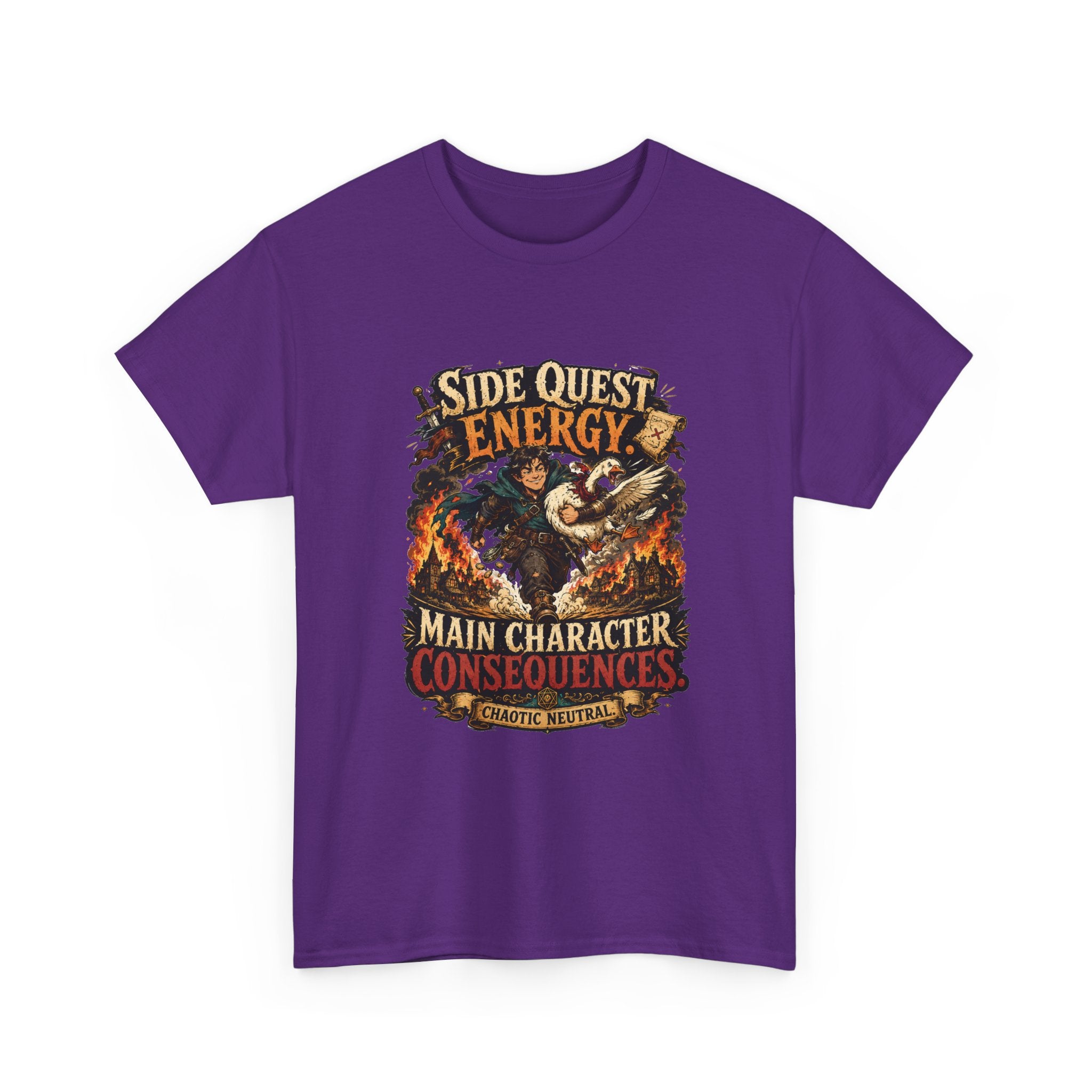 Side Quest Energy T-Shirt — "Main Character, Consequences" Retro RPG Graphic Tee