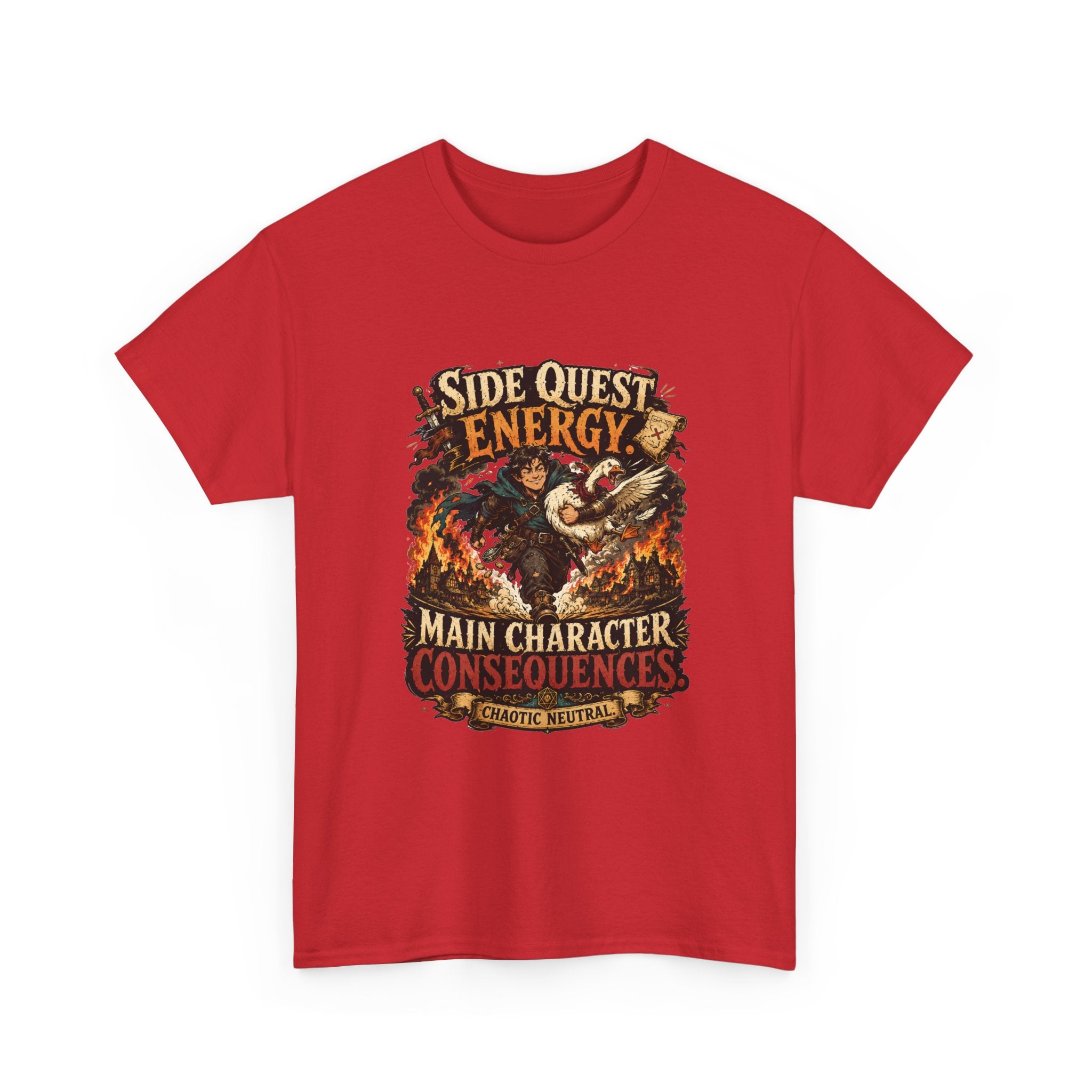 Side Quest Energy T-Shirt — "Main Character, Consequences" Retro RPG Graphic Tee