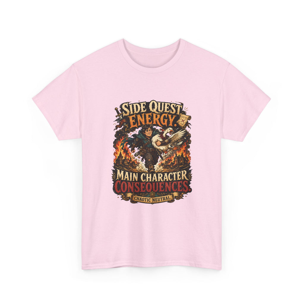 Side Quest Energy T-Shirt — "Main Character, Consequences" Retro RPG Graphic Tee
