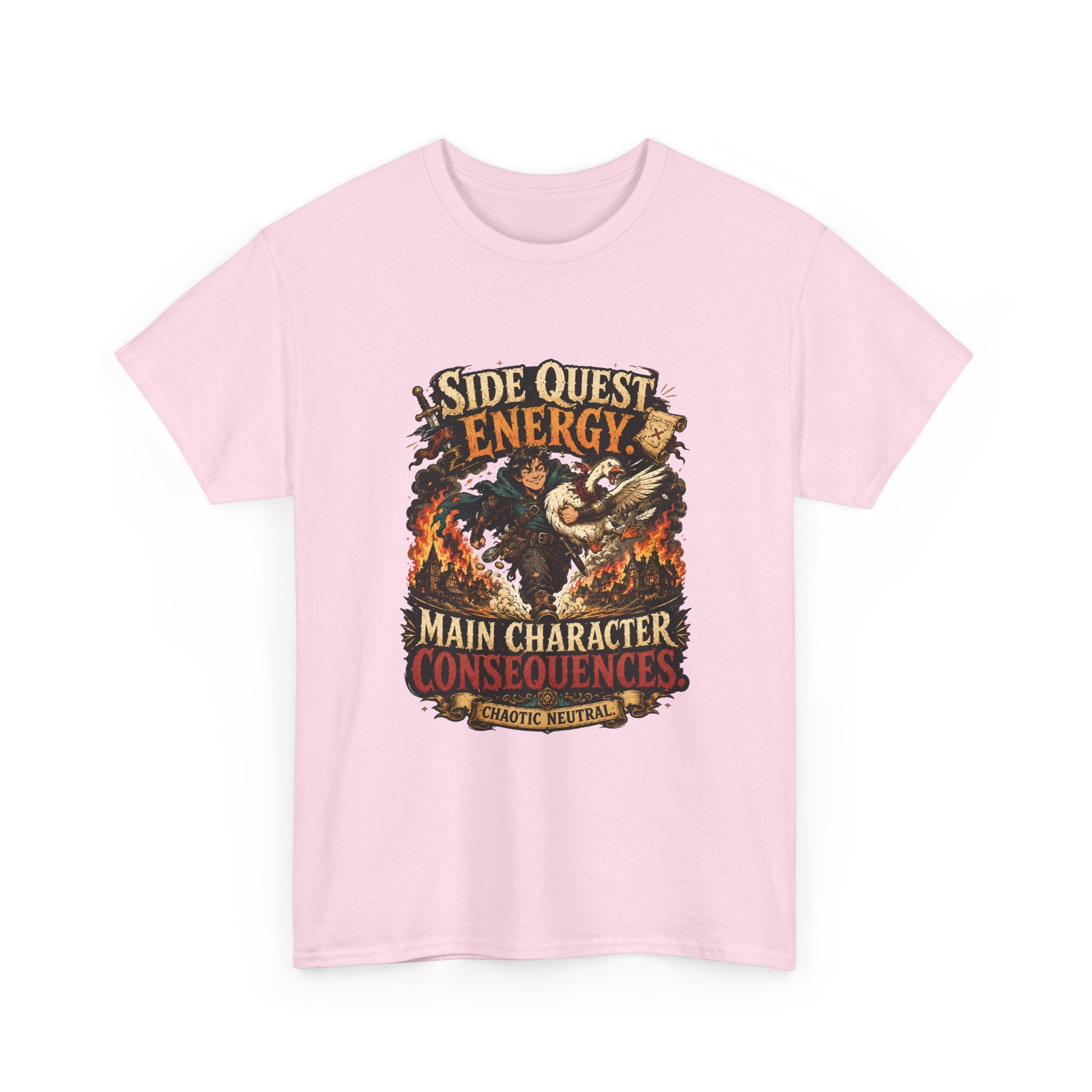 Side Quest Energy T-Shirt — "Main Character, Consequences" Retro RPG Graphic Tee
