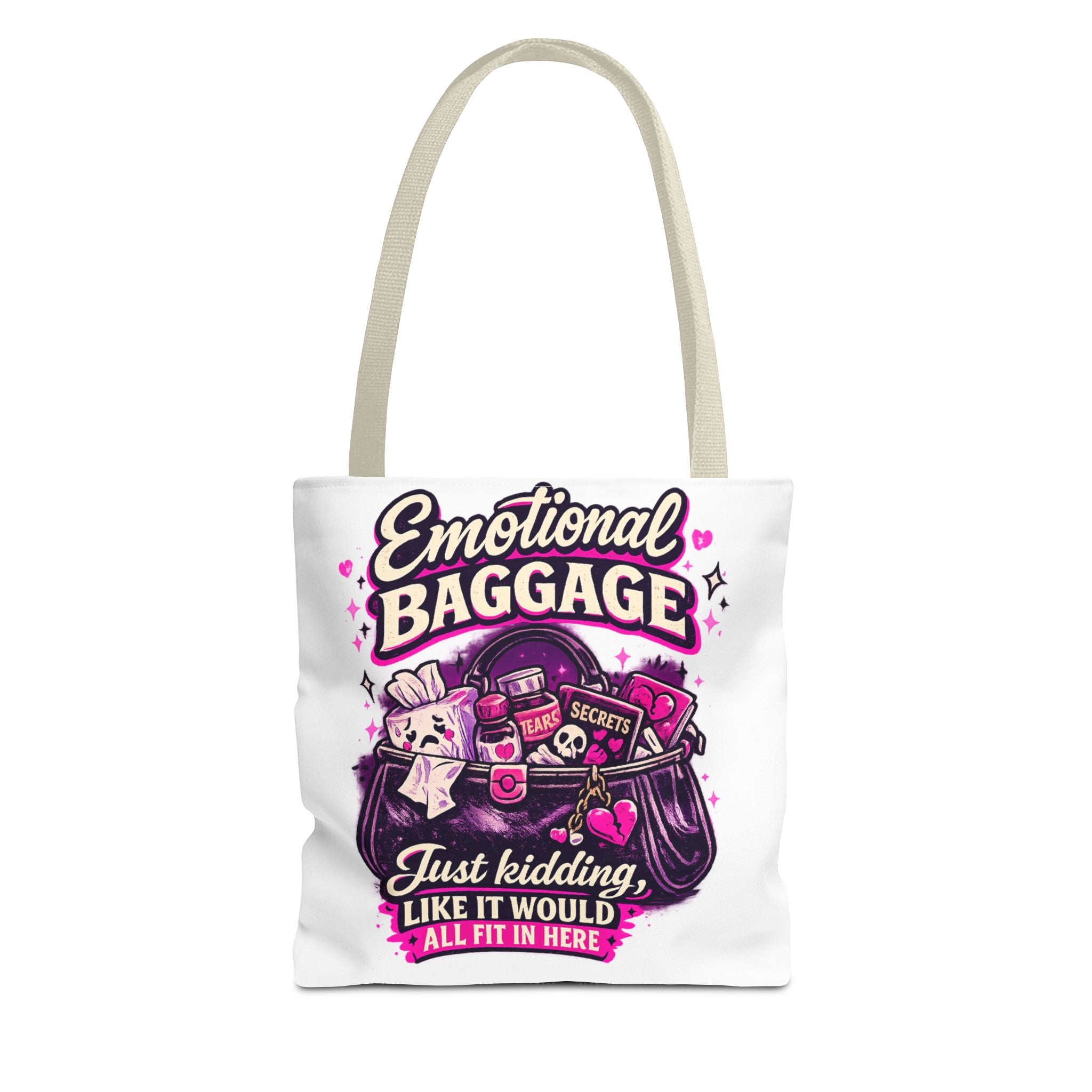 Emotional Baggage Tote Bag — Funny Illustrated All-Over-Print Shopping Tote