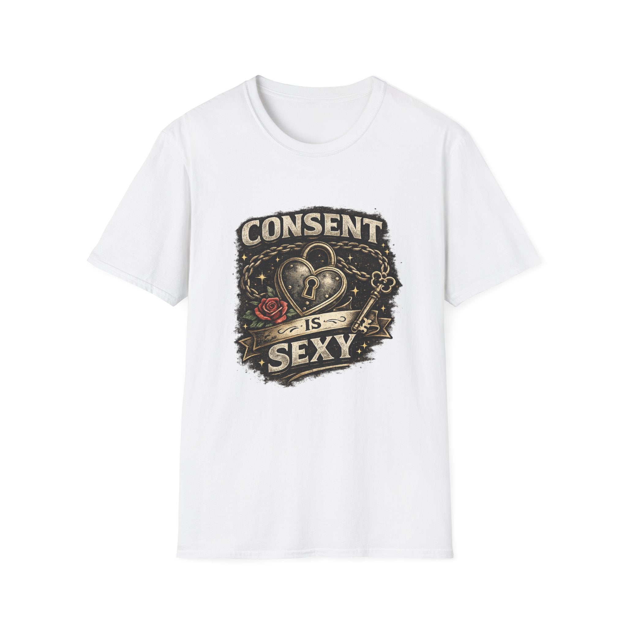 Consent Is Sexy T-Shirt — Retro Heart Lock Design