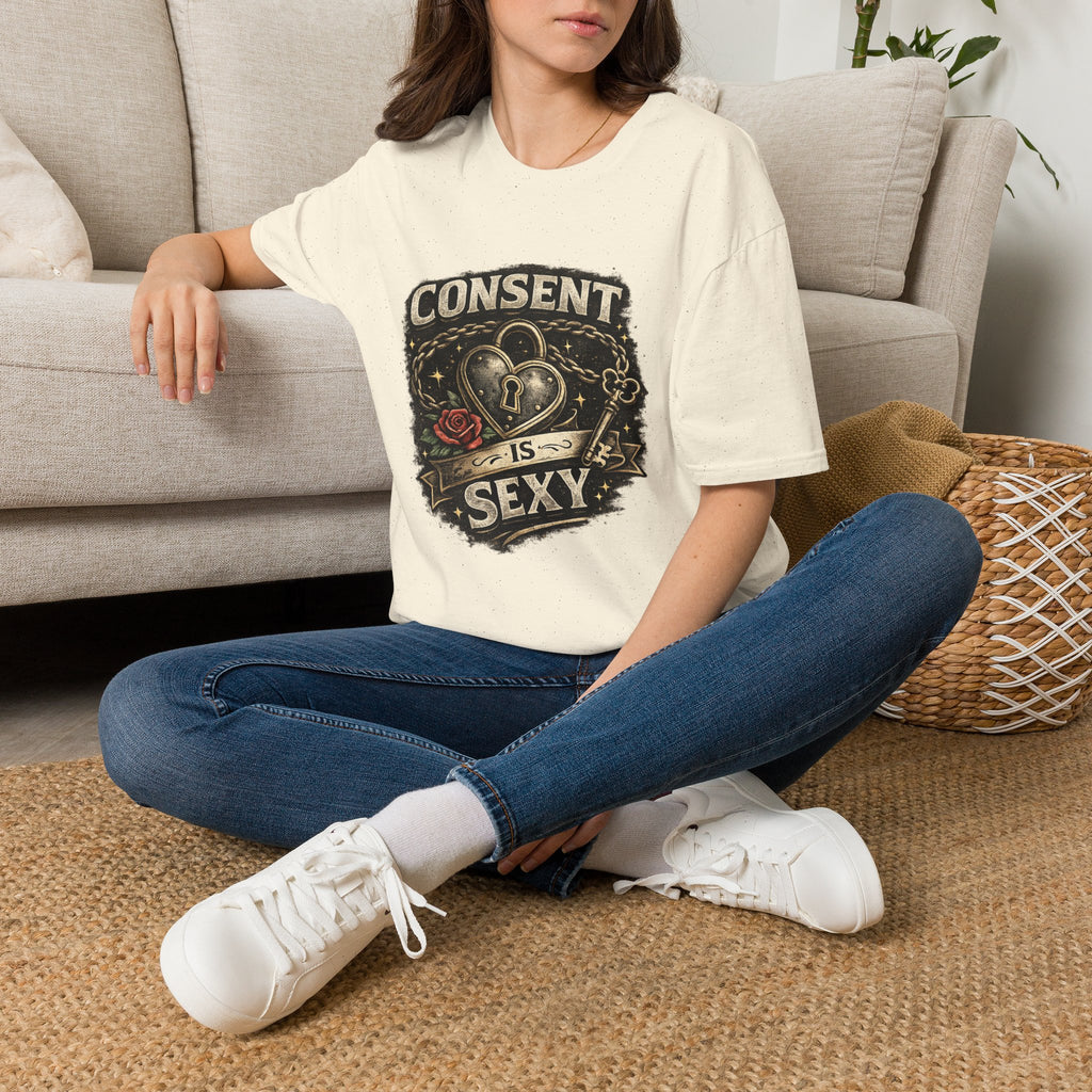 Consent Is Sexy T-Shirt — Retro Heart Lock Design