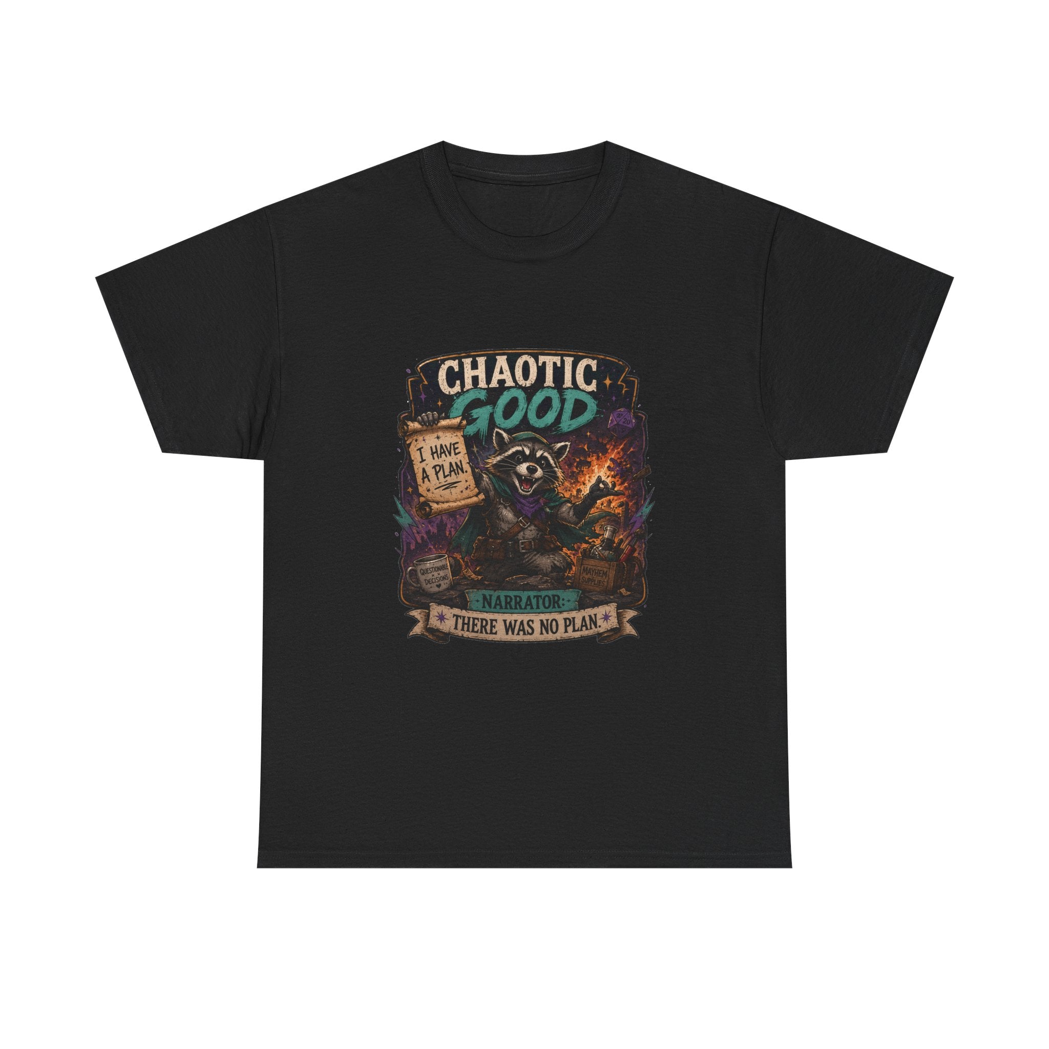 Chaotic Good Druid T‑Shirt — 'There Was No Plan' Fantasy RPG Tee