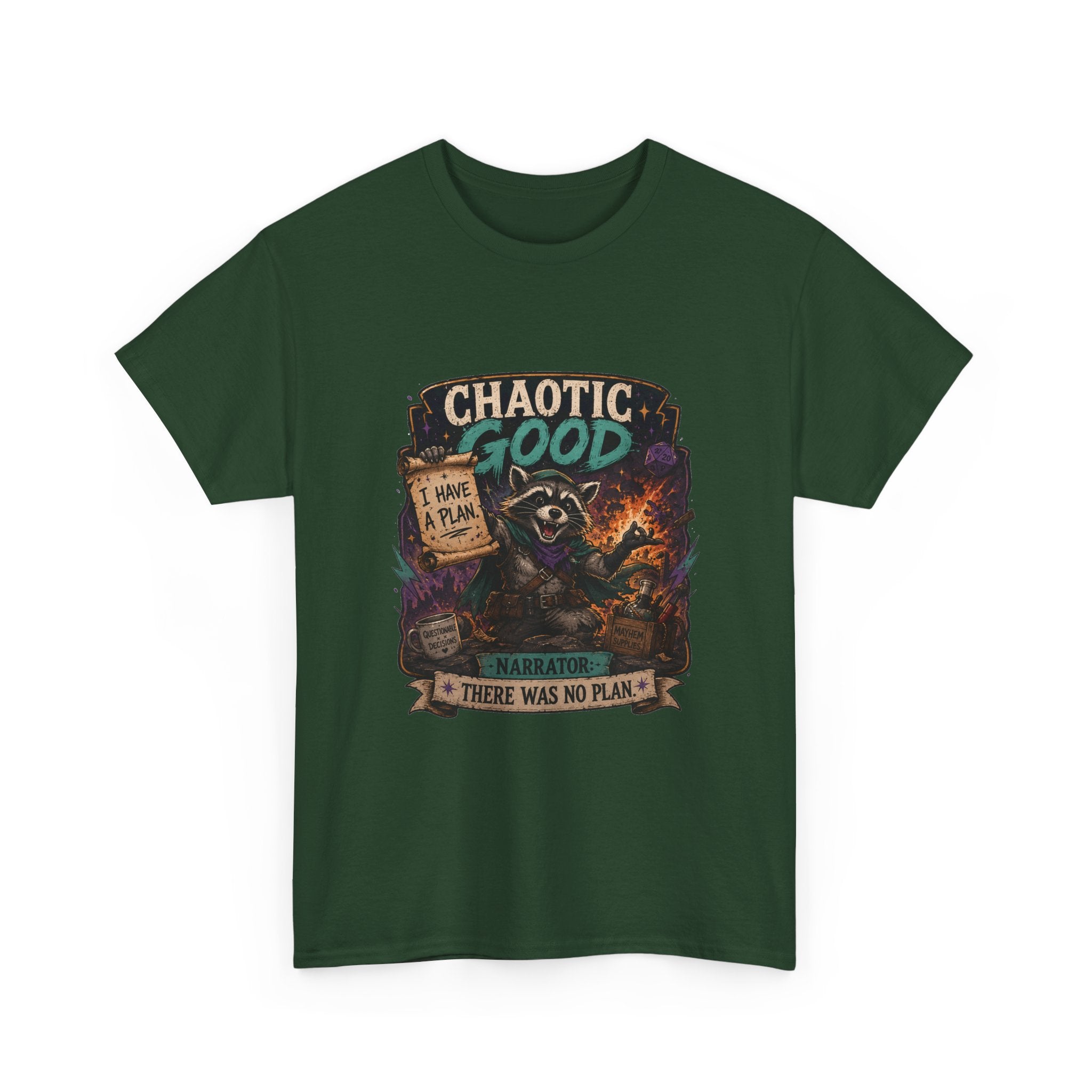 Chaotic Good Druid T‑Shirt — 'There Was No Plan' Fantasy RPG Tee