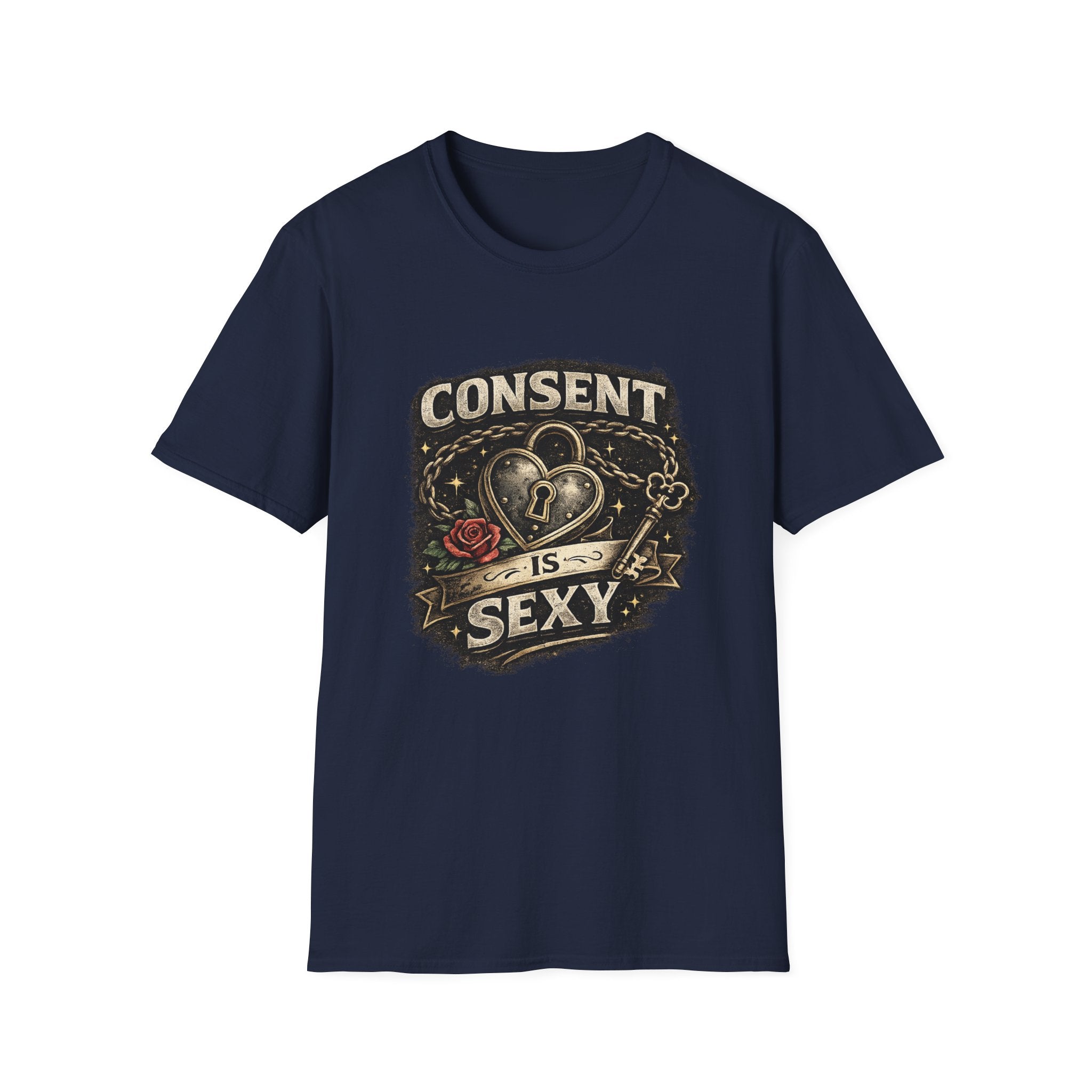 Consent Is Sexy T-Shirt — Retro Heart Lock Design