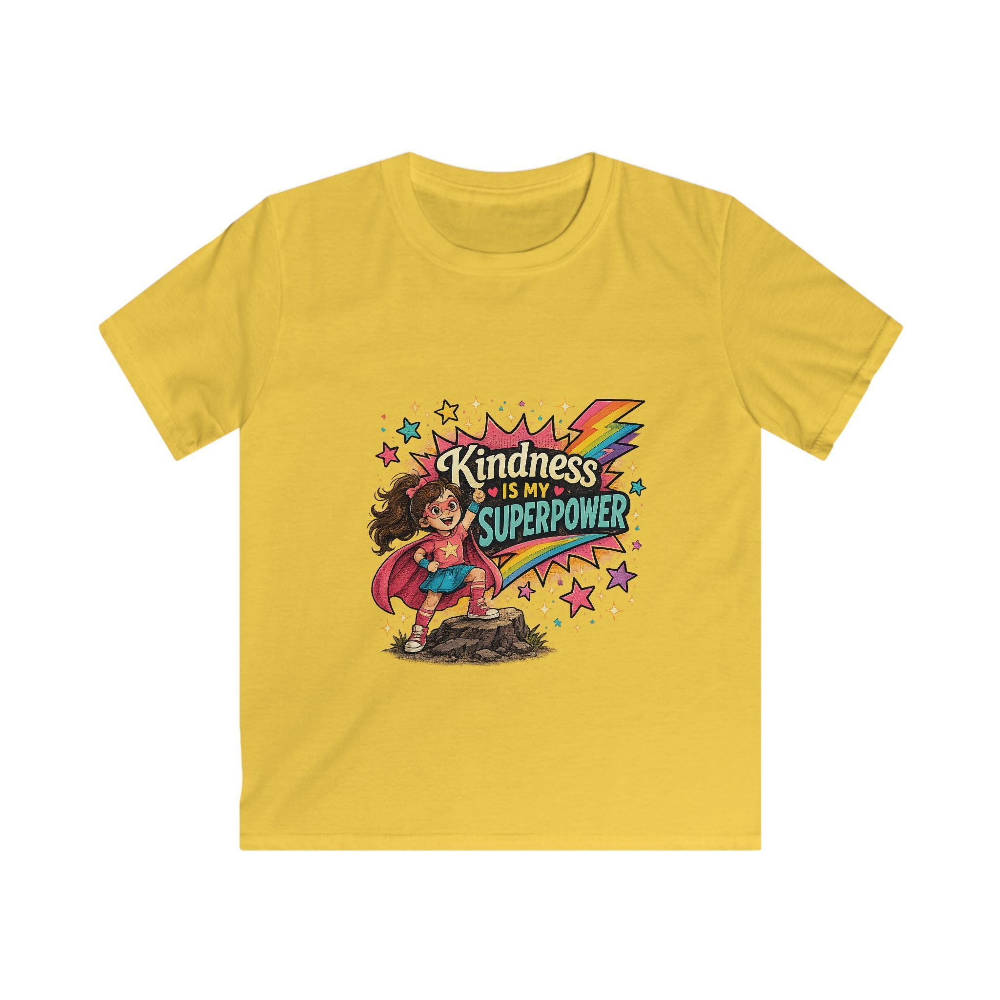Kindness Is My Superpower Superhero Graphic Kids Tee- Super Girl
