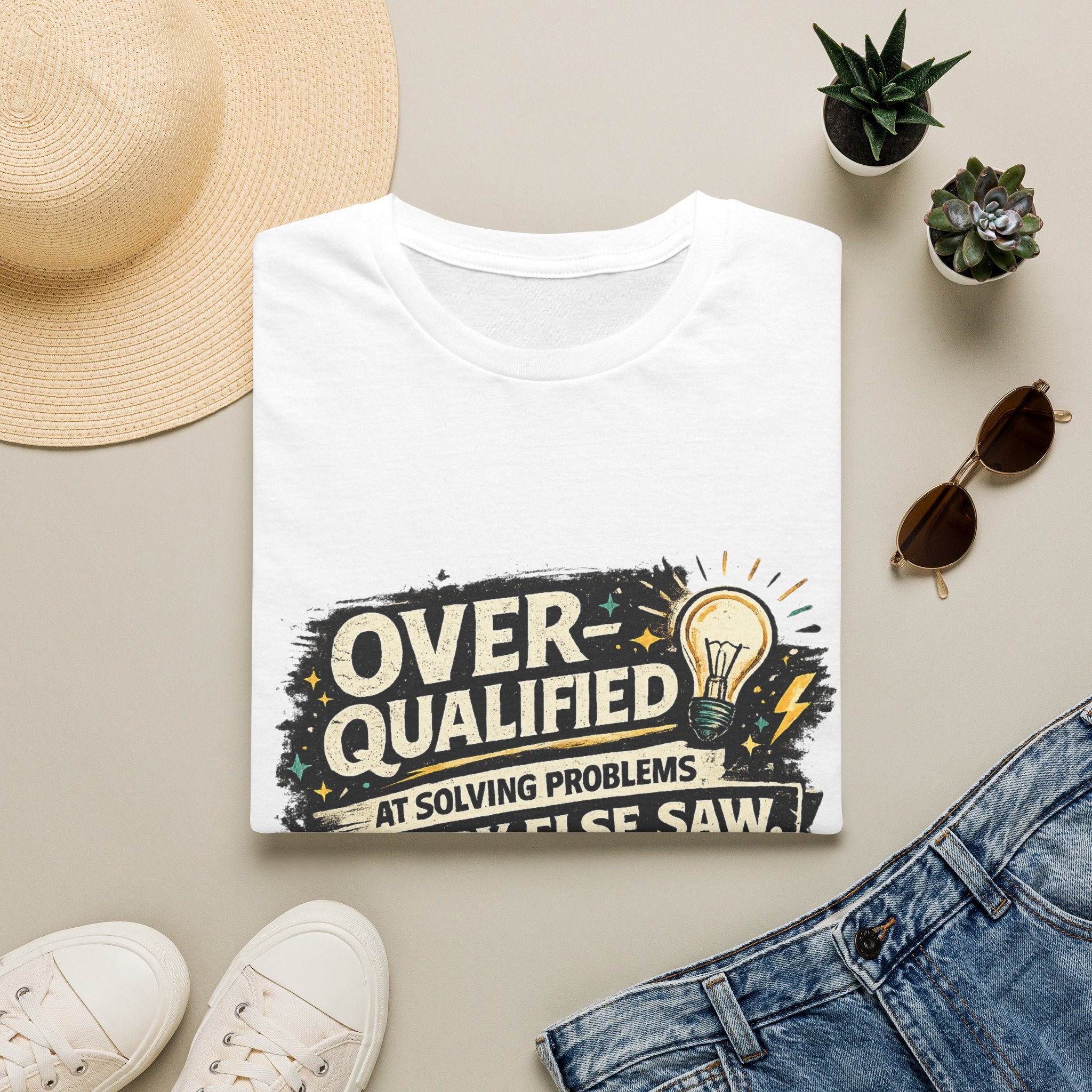 "Overqualified at Solving Problems Nobody Else Saw" Graphic Tee T-Shirt