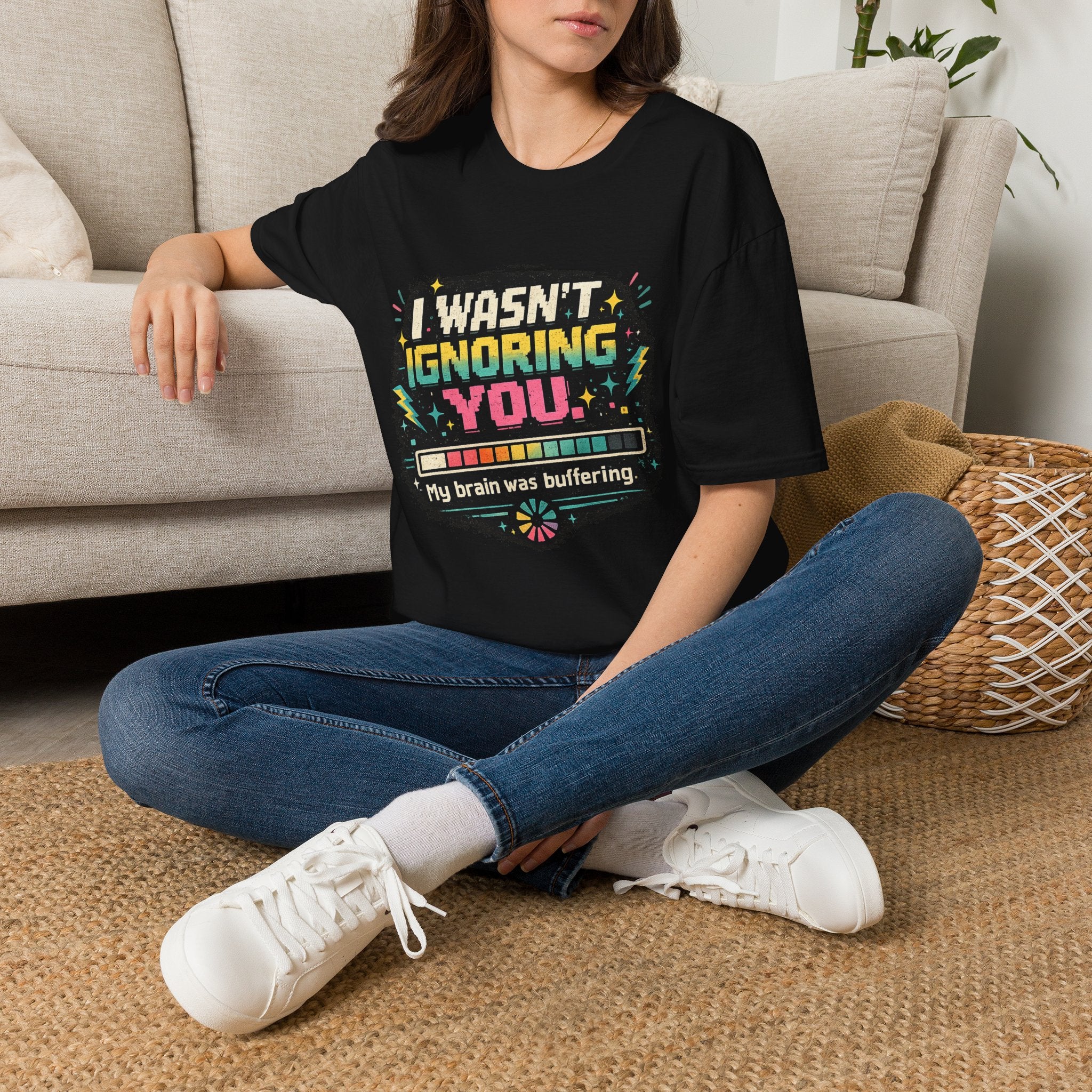 "I Wasn't Ignoring You" Retro Pixel Graphic Tee T-Shirt