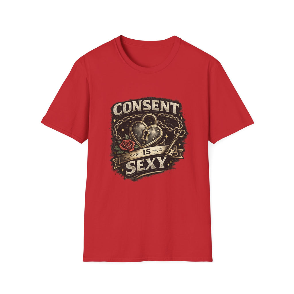 Consent Is Sexy T-Shirt — Retro Heart Lock Design